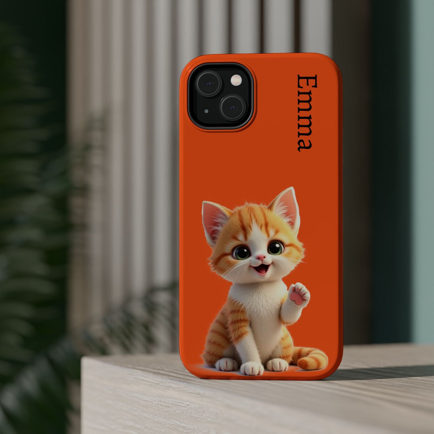 Personalized Orange Tabby Cat Phone Case - Custom Name Gift for Cat Lovers | Kawaii Kitten Cases for Girls & Women