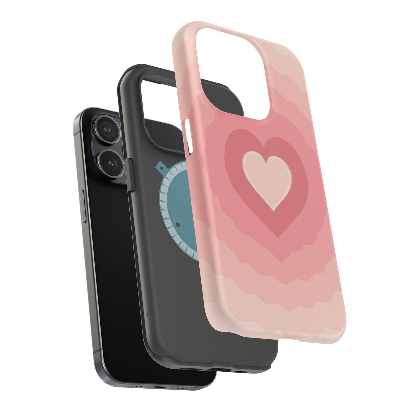 Pink Layered Heart iPhone Case - Cute Aesthetic Y2K Valentine's Gift