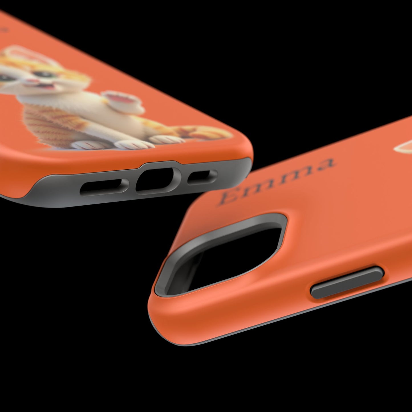 Personalized Orange Tabby Cat Phone Case - Custom Name Gift for Cat Lovers | Kawaii Kitten Cases for Girls & Women