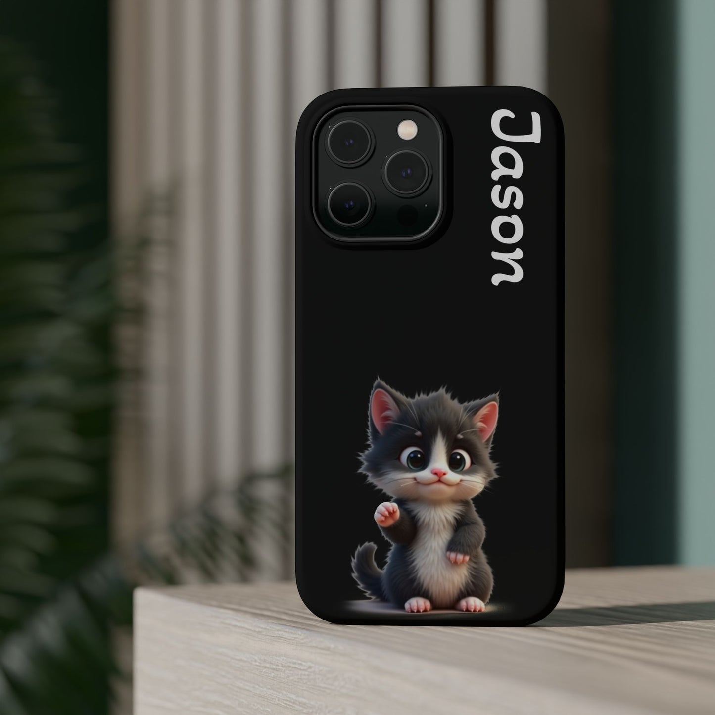 Personalized Kitten Phone Case - Custom Name Cat Lover Gift | Cute Black iPhone Cases for Women & Girls