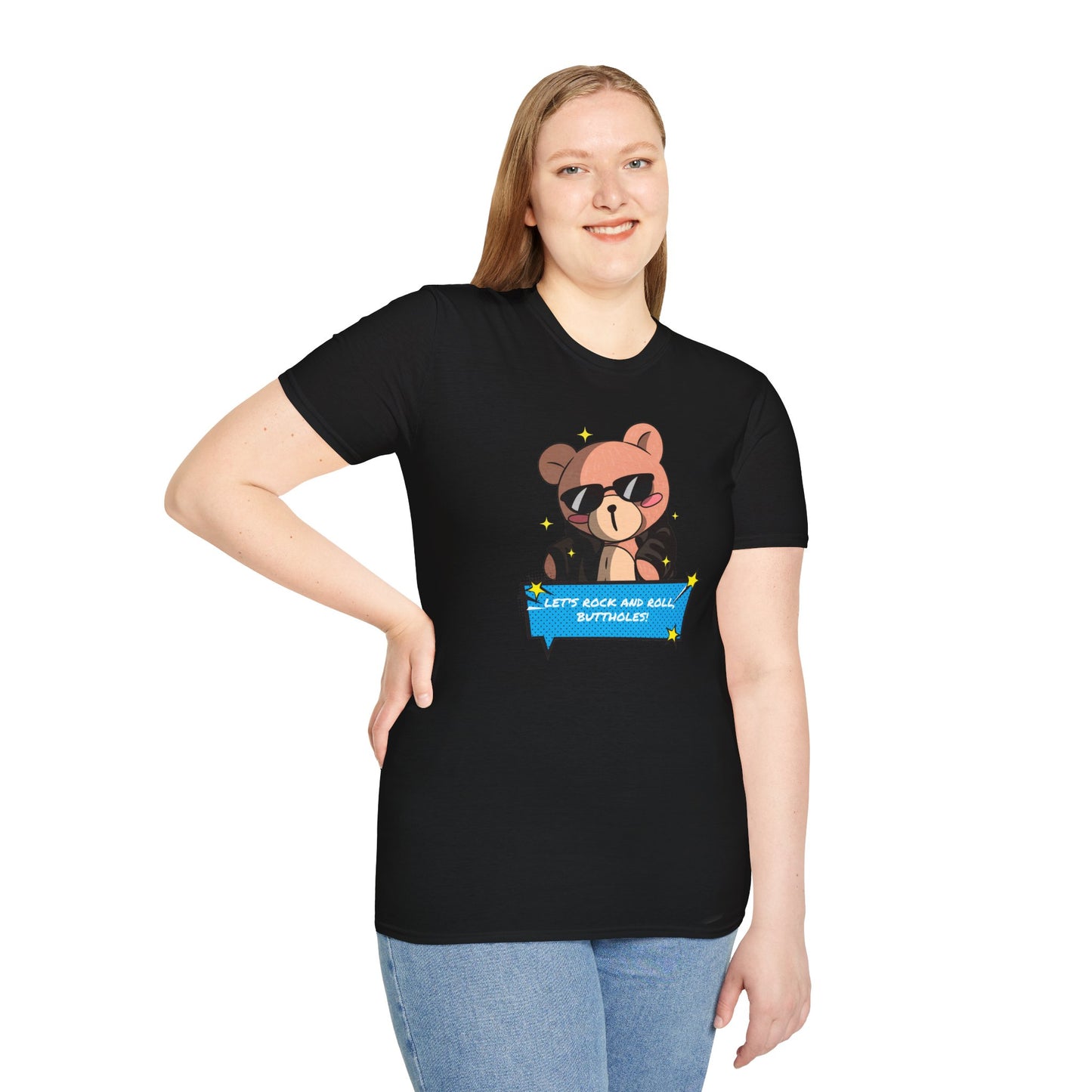 "Let’s Rock ‘n’ Roll, Buttholes!" Bold & Hilarious Graphic Tee – Sassy Body Positivity T-Shirt for the Unapologetically You