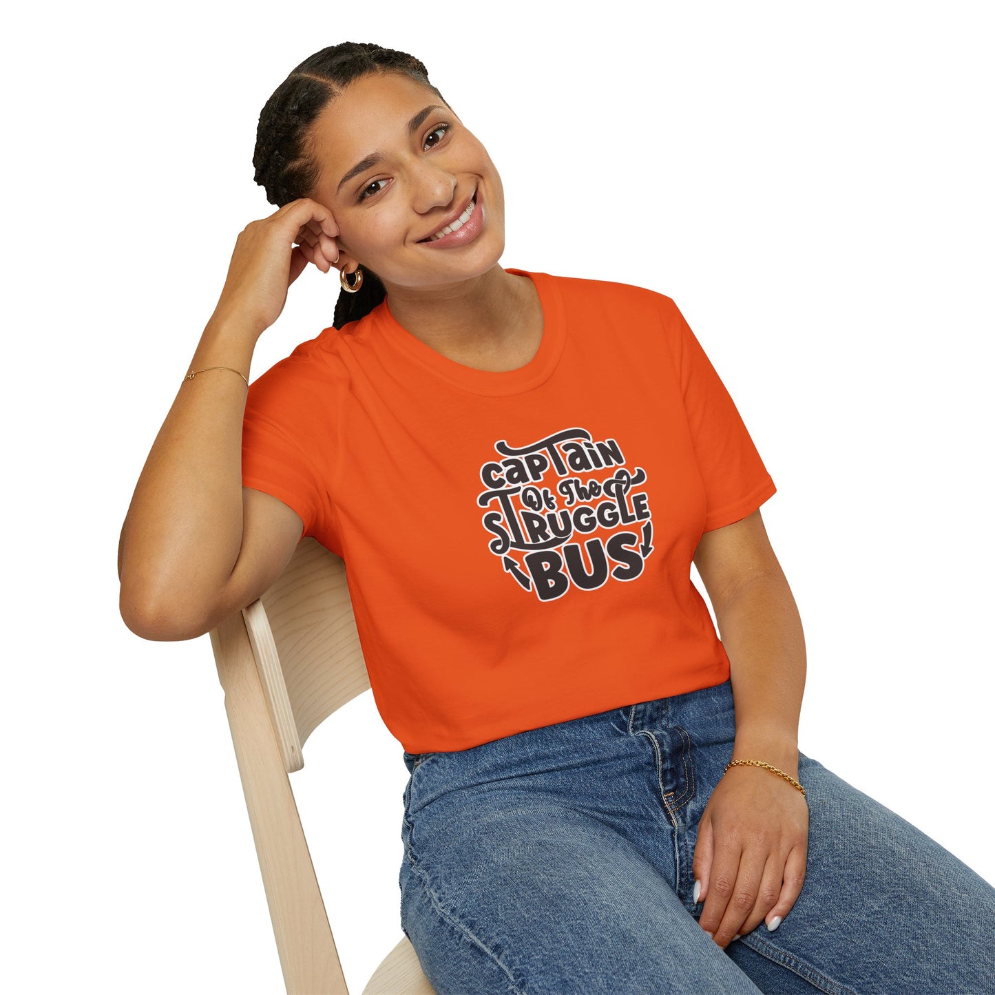 "Captain of the Struggle Bus" Funny & Relatable T-Shirt β Ironic Confidence Tee for the Overwhelmed, Charming, and Still Going Strong