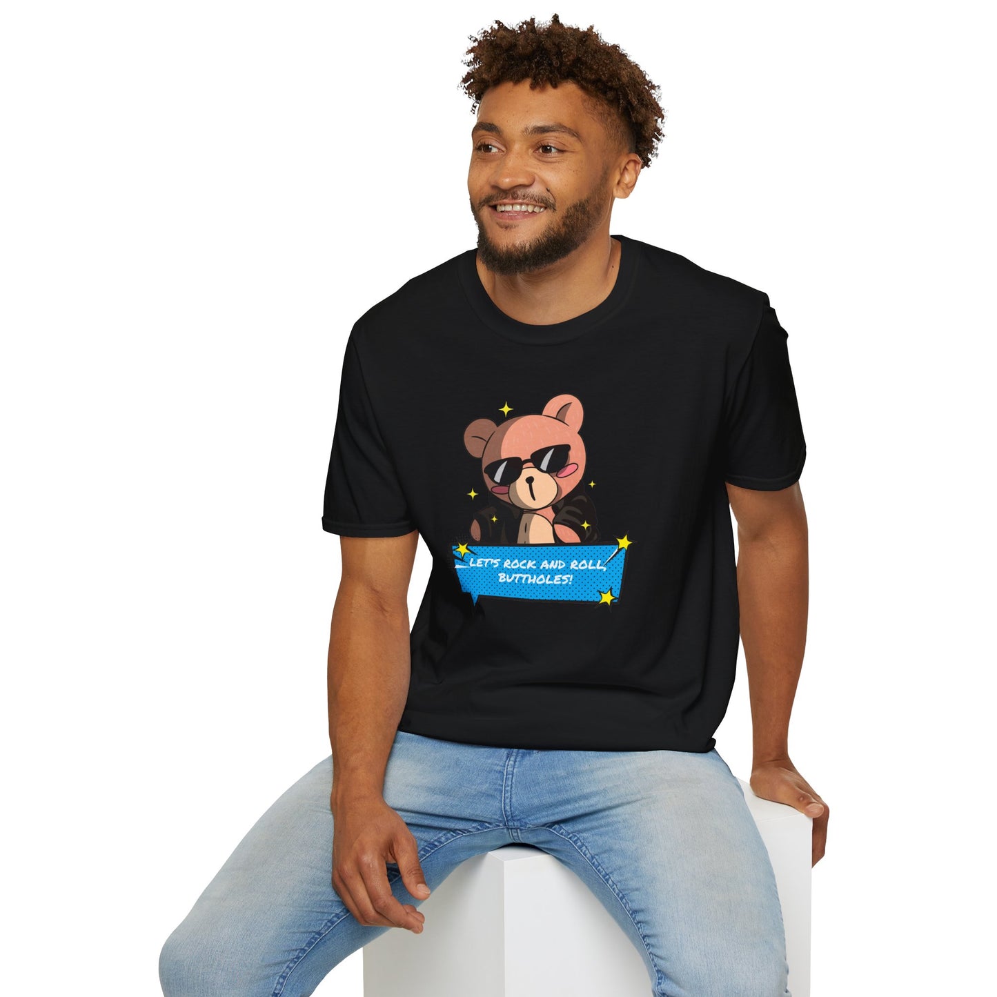 "Let’s Rock ‘n’ Roll, Buttholes!" Bold & Hilarious Graphic Tee – Sassy Body Positivity T-Shirt for the Unapologetically You