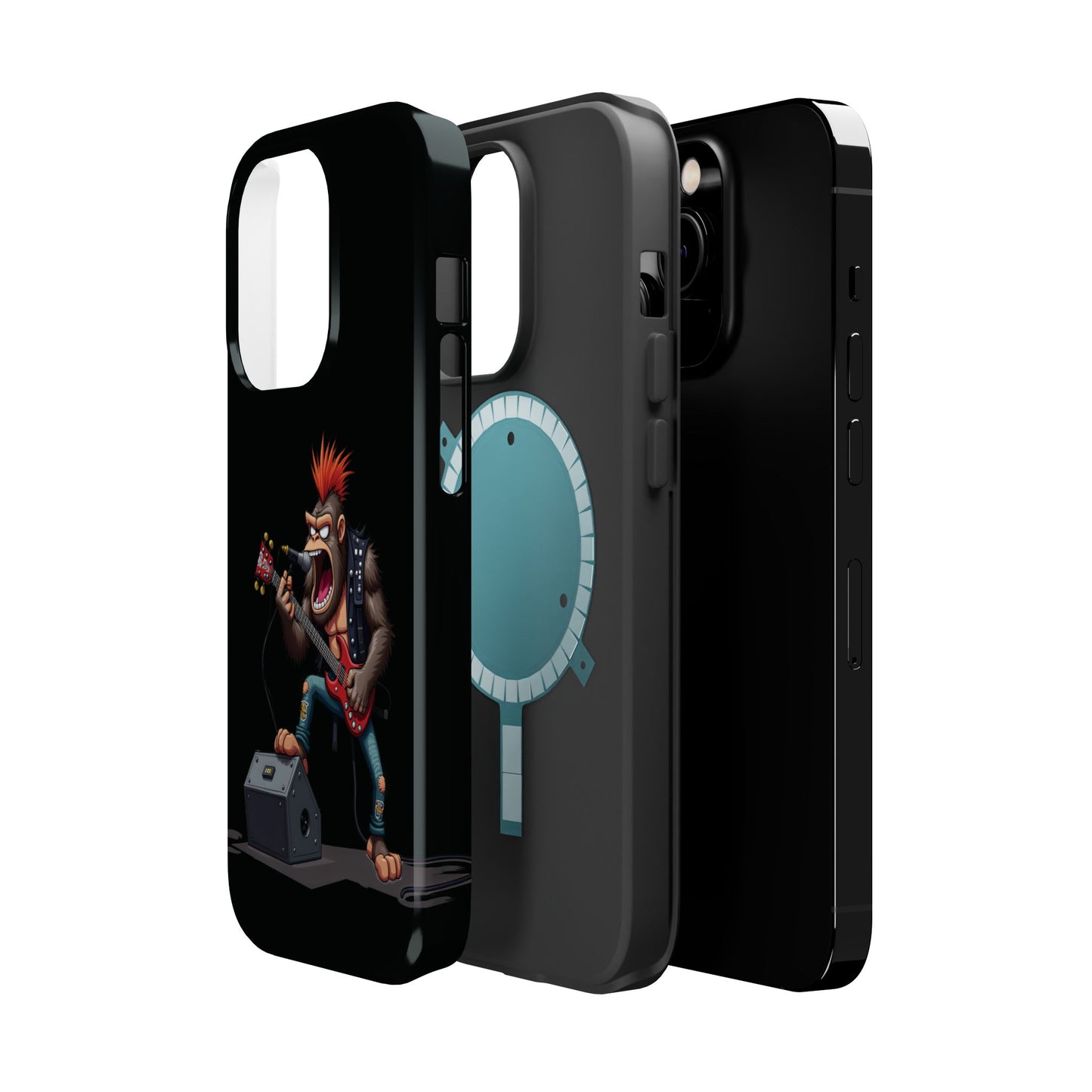 Punk Rock Gorilla iPhone Case - Funny Music Gift, Edgy Aesthetic, Animal Lover Gift