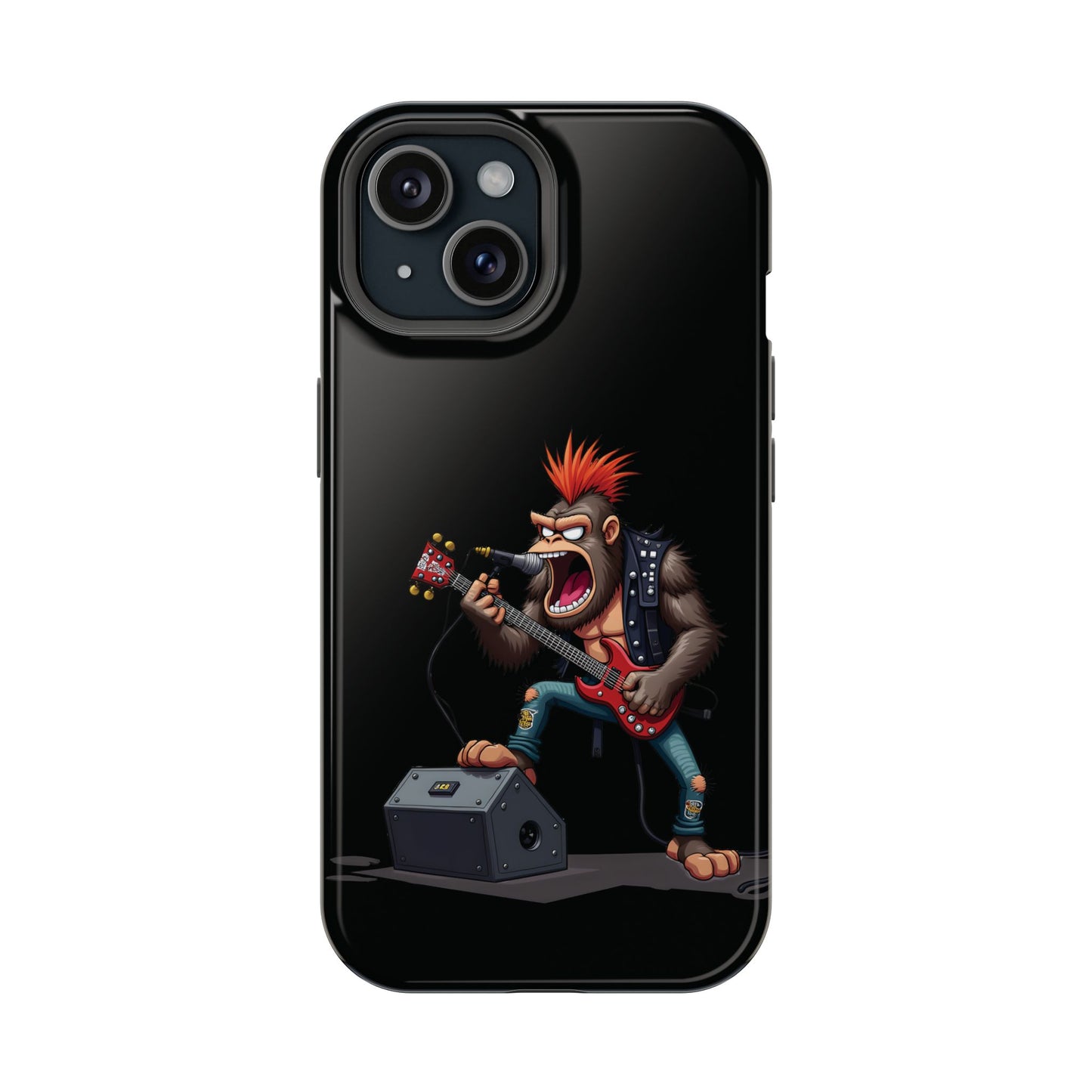 Punk Rock Gorilla iPhone Case - Funny Music Gift, Edgy Aesthetic, Animal Lover Gift
