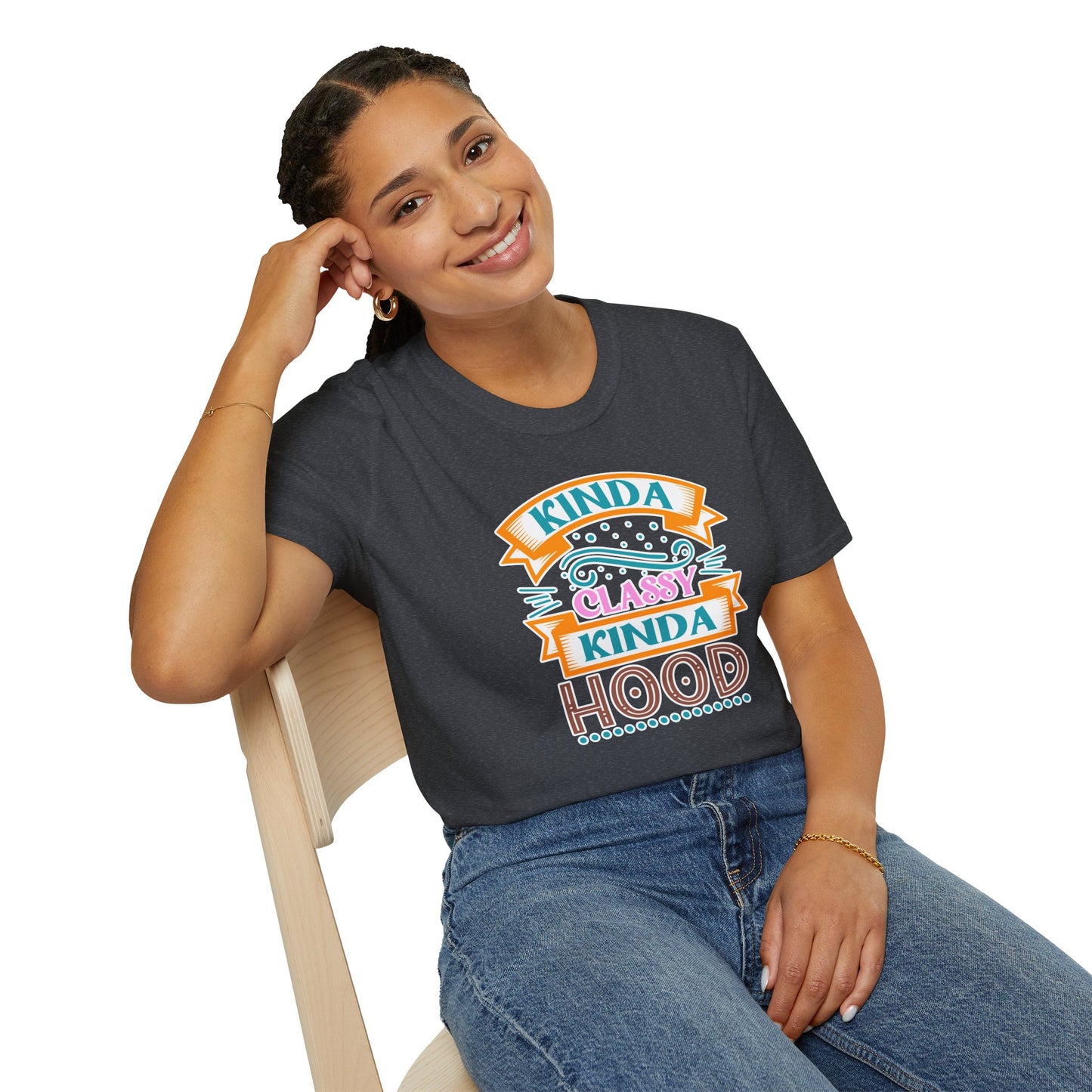 "Kinda Classy, Kinda Hood" Funny Dual-Vibe T-Shirt – Effortlessly Cool Graphic Tee for the Ironic Minimalist & Streetwise Sassy Soul