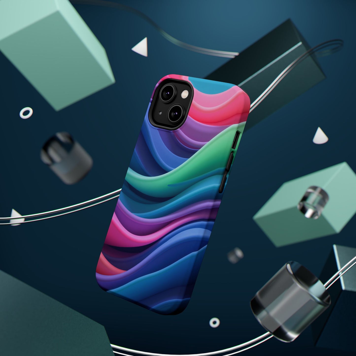 Oceanic Serenity iPhone Case - Abstract Wave Design, Calming Aesthetic Gift Idea