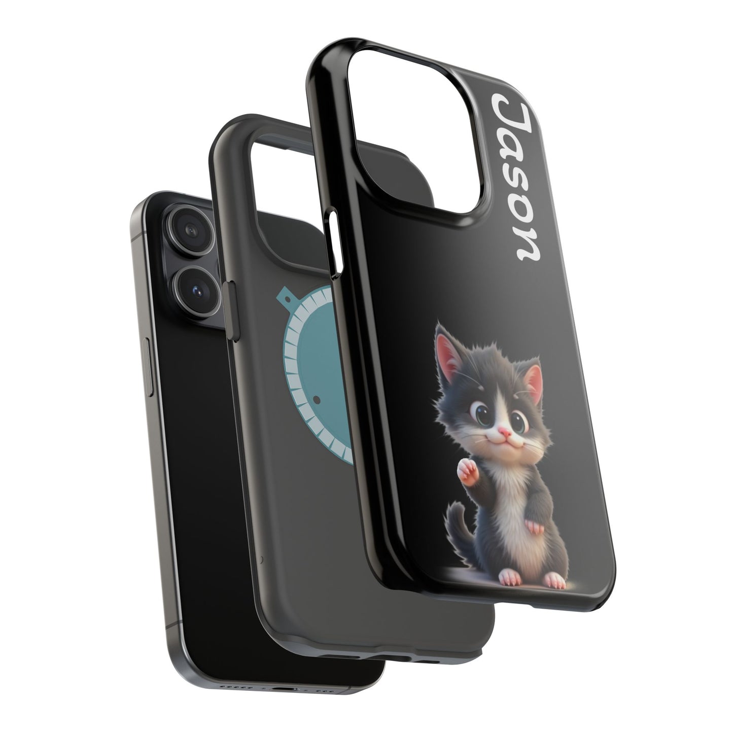 Personalized Kitten Phone Case - Custom Name Cat Lover Gift | Cute Black iPhone Cases for Women & Girls