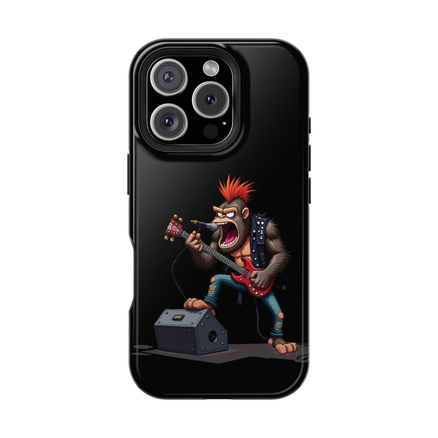 Punk Rock Gorilla iPhone Case - Funny Music Gift, Edgy Aesthetic, Animal Lover Gift