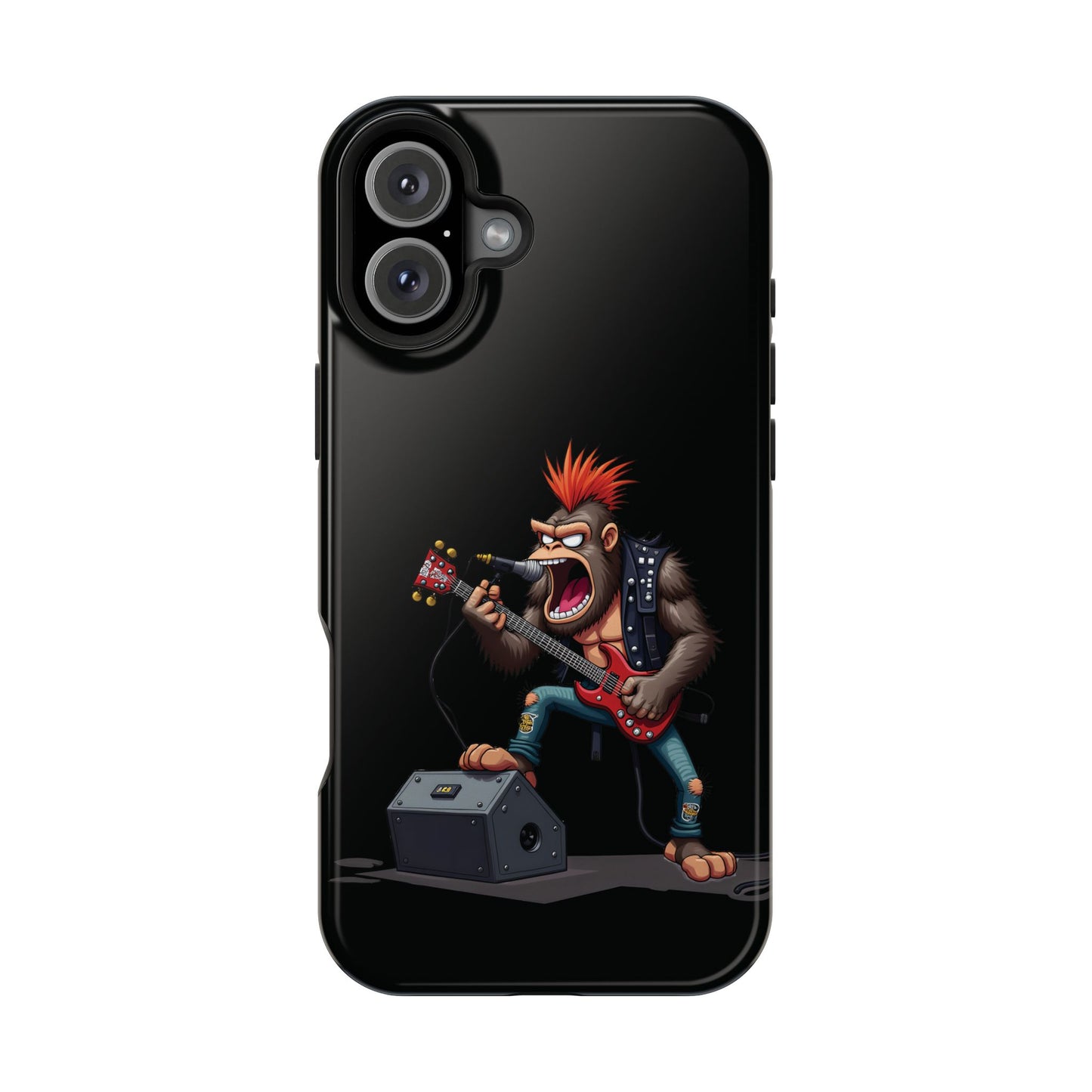 Punk Rock Gorilla iPhone Case - Funny Music Gift, Edgy Aesthetic, Animal Lover Gift
