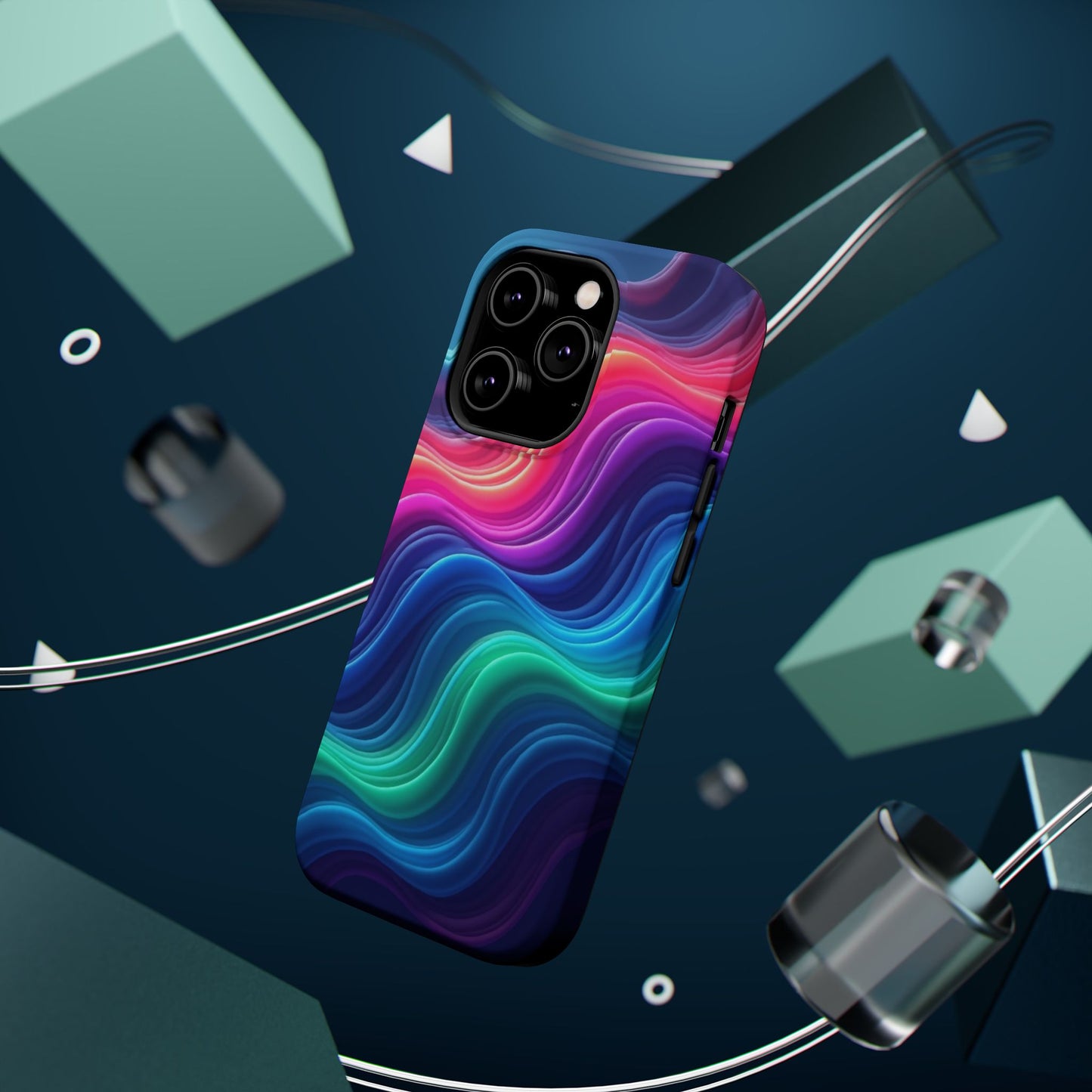 Neon Wave Phone Case - Aesthetic Glowing Design | iPhone 14-17 Cases | Trendy Gifts for Her, Rave Accessory