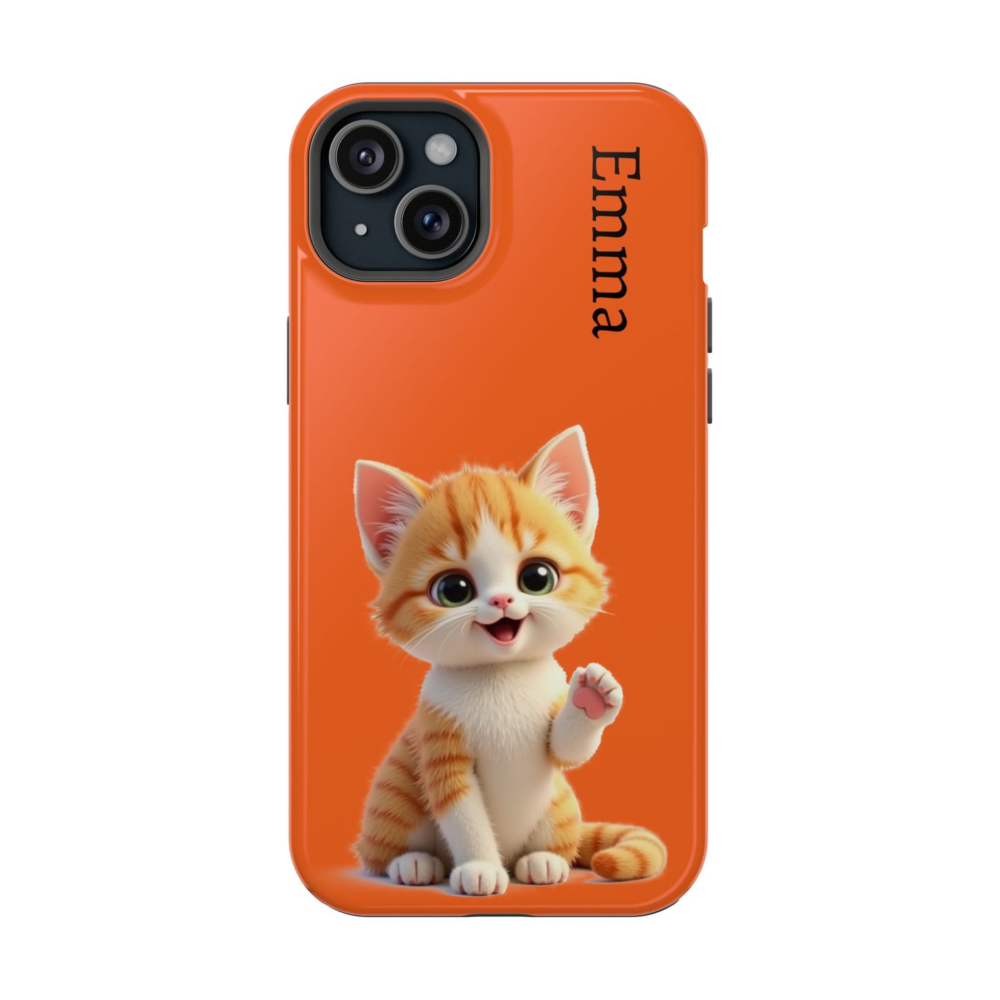 Personalized Orange Tabby Cat Phone Case - Custom Name Gift for Cat Lovers | Kawaii Kitten Cases for Girls & Women
