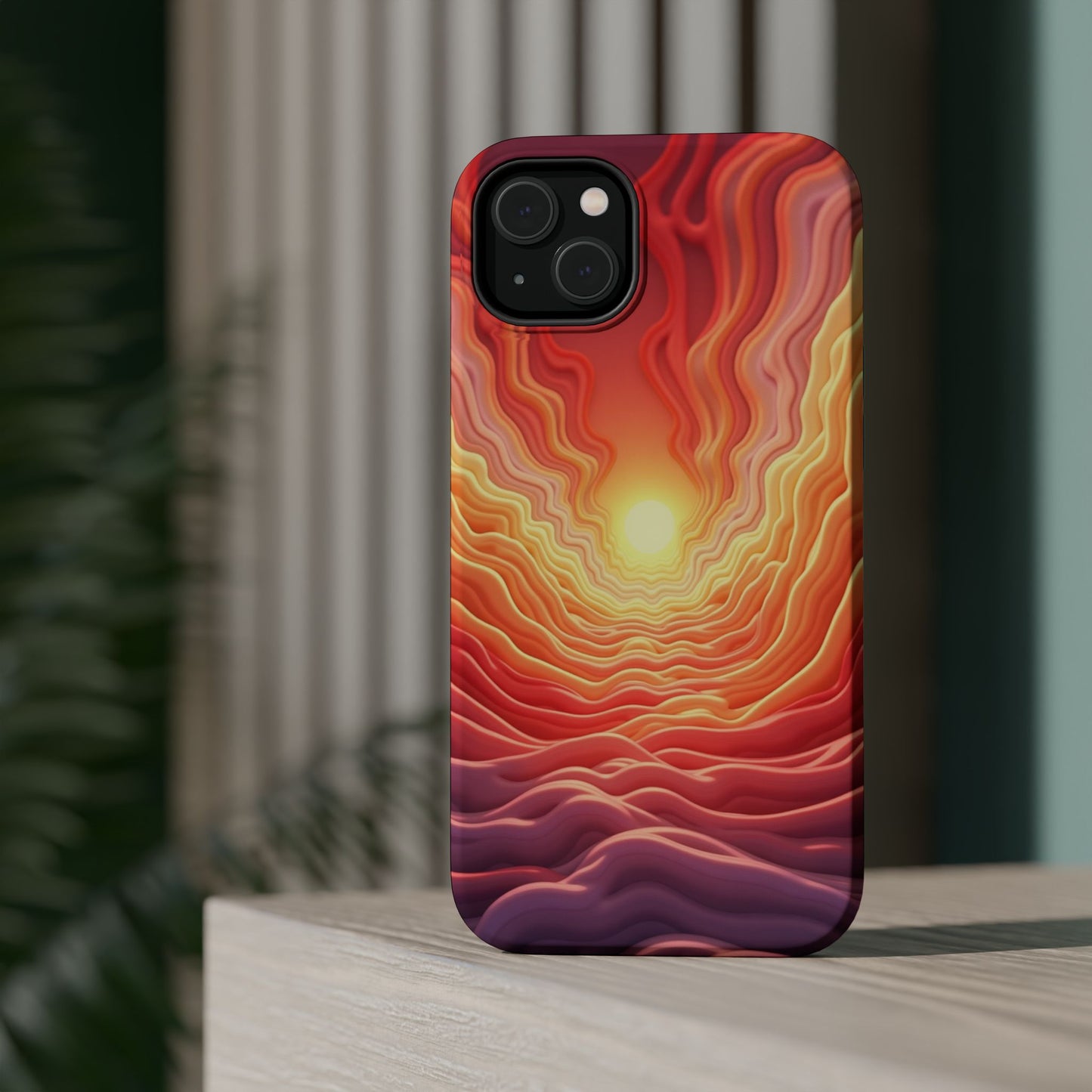 Golden Glow iPhone Case - Sunset Landscape Design, Aesthetic Gift Idea