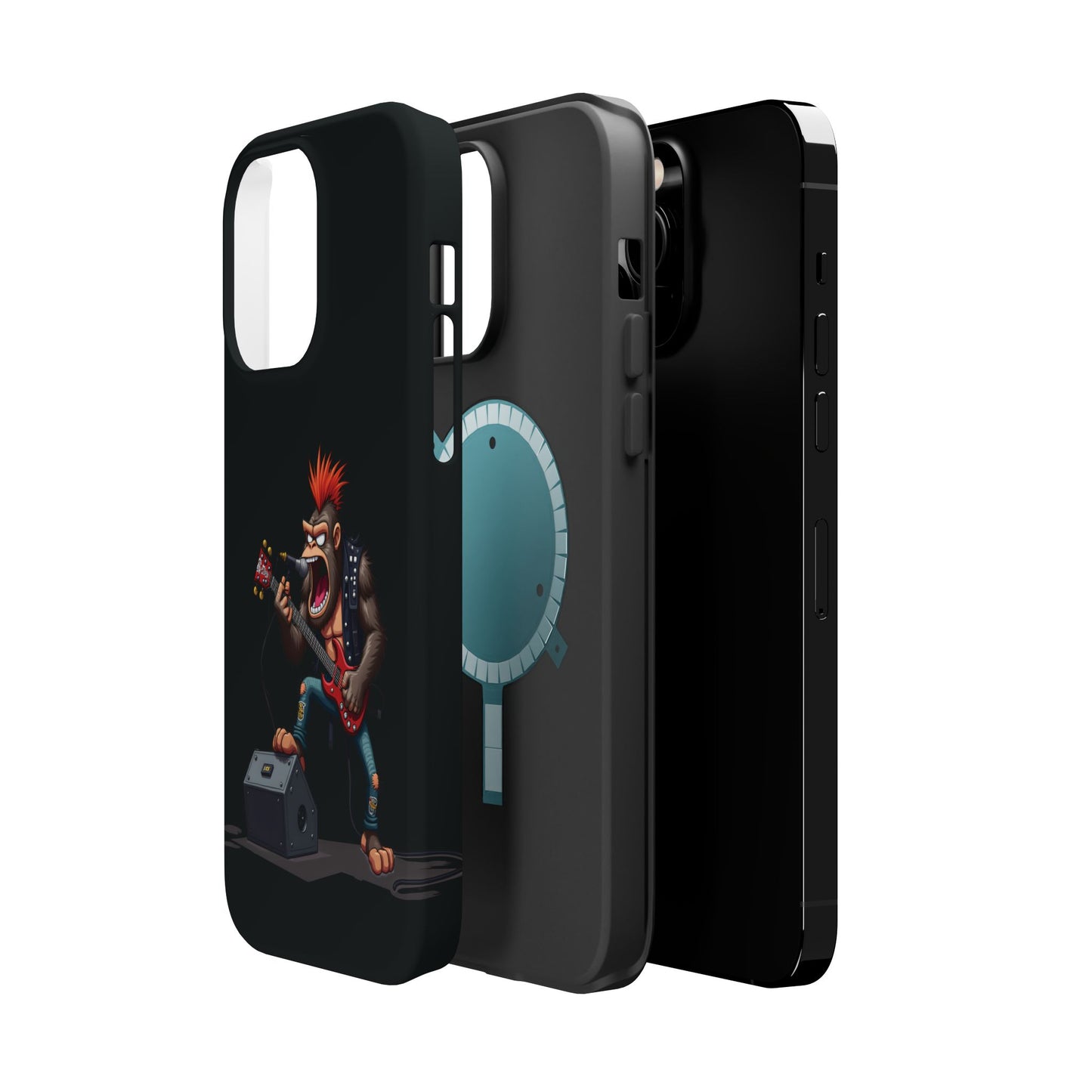 Punk Rock Gorilla iPhone Case - Funny Music Gift, Edgy Aesthetic, Animal Lover Gift