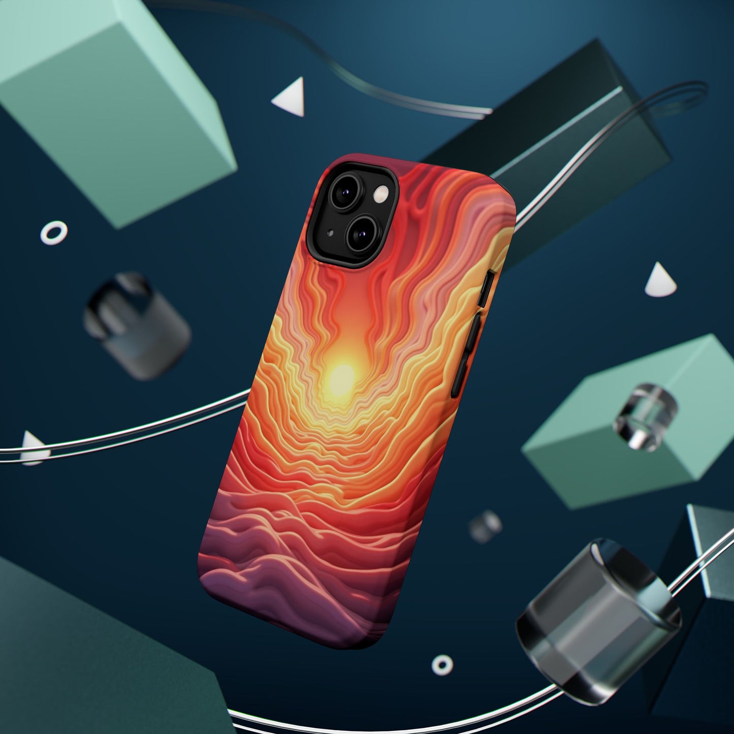 Golden Glow iPhone Case - Sunset Landscape Design, Aesthetic Gift Idea
