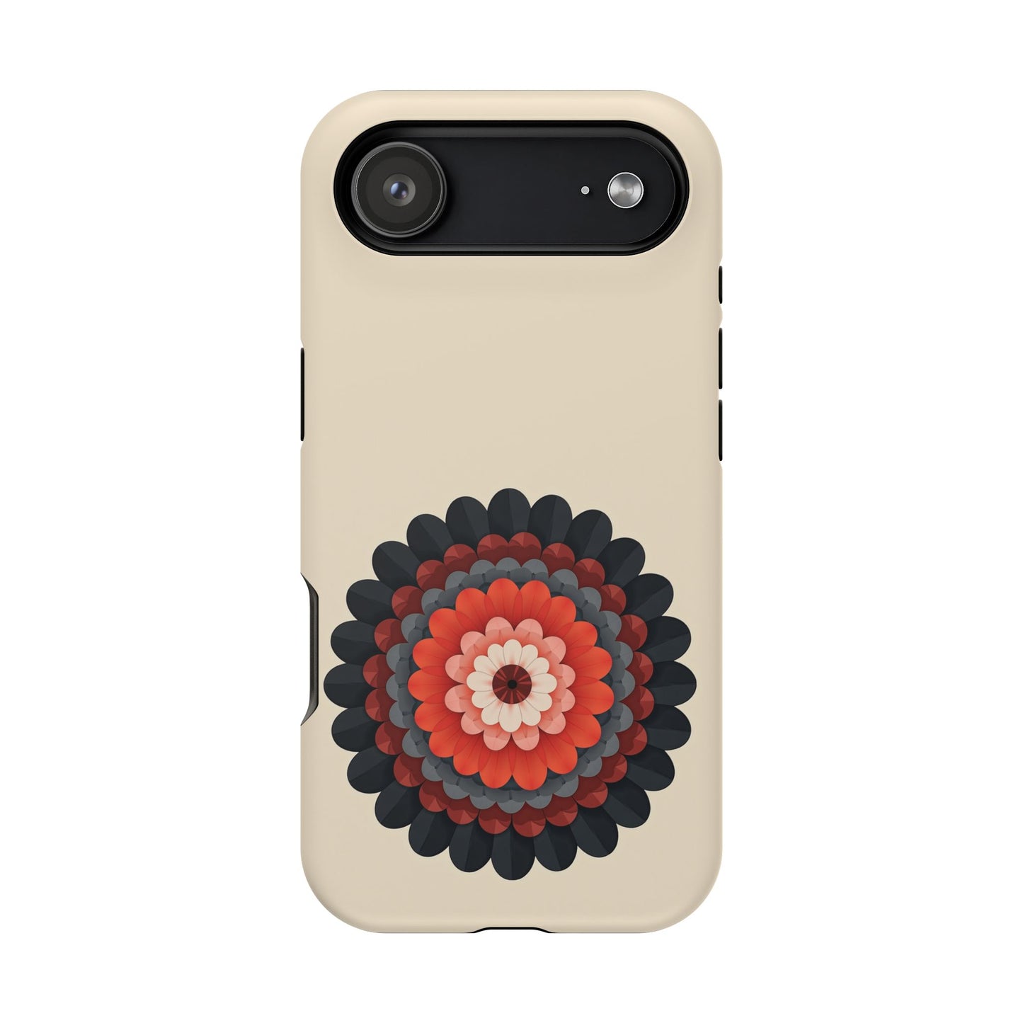 Red & Black Mandala iPhone Case - Bohemian Flower Design, Aesthetic Gift Idea