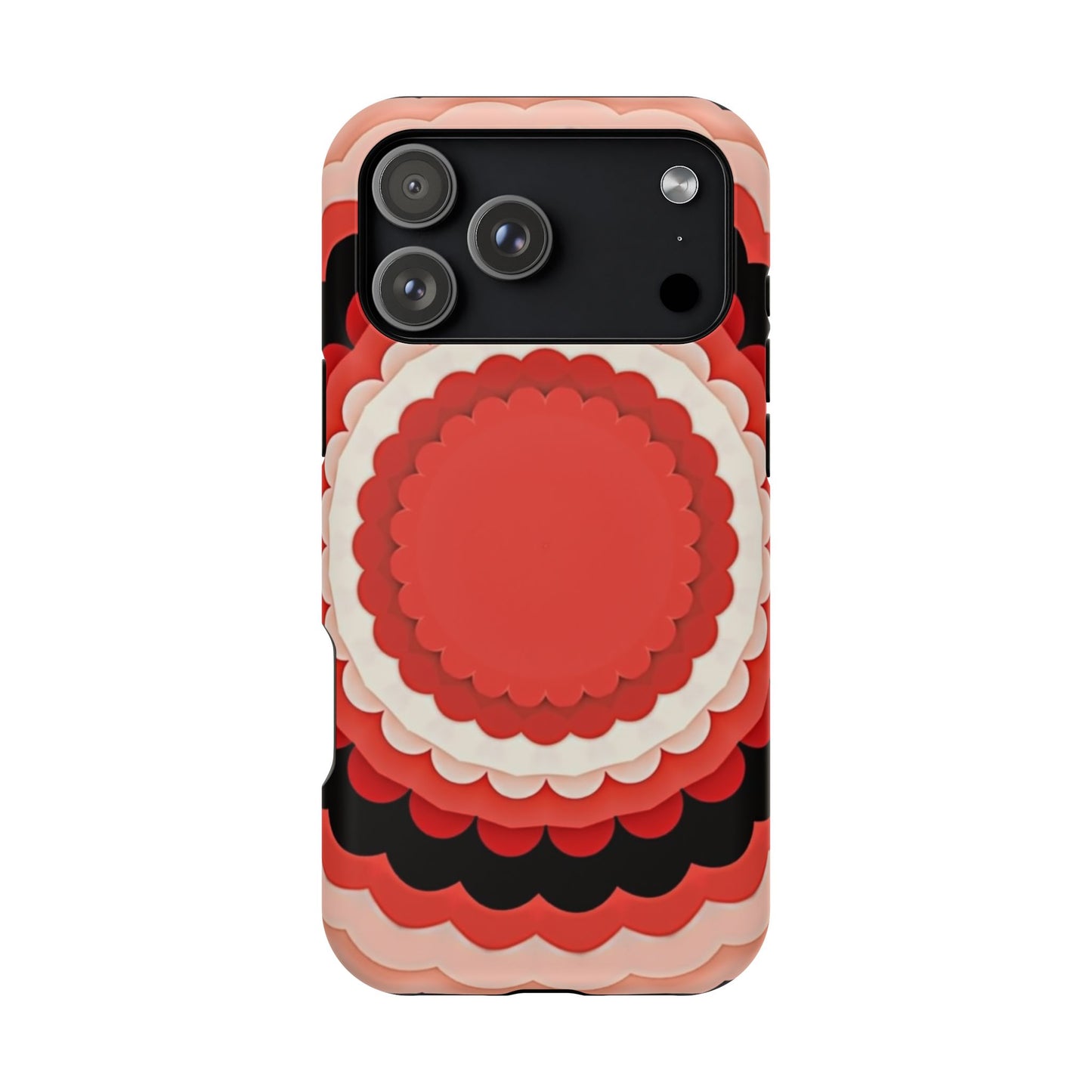 Red Floral iPhone Case - Bold Scalloped Design, Aesthetic Gift Idea