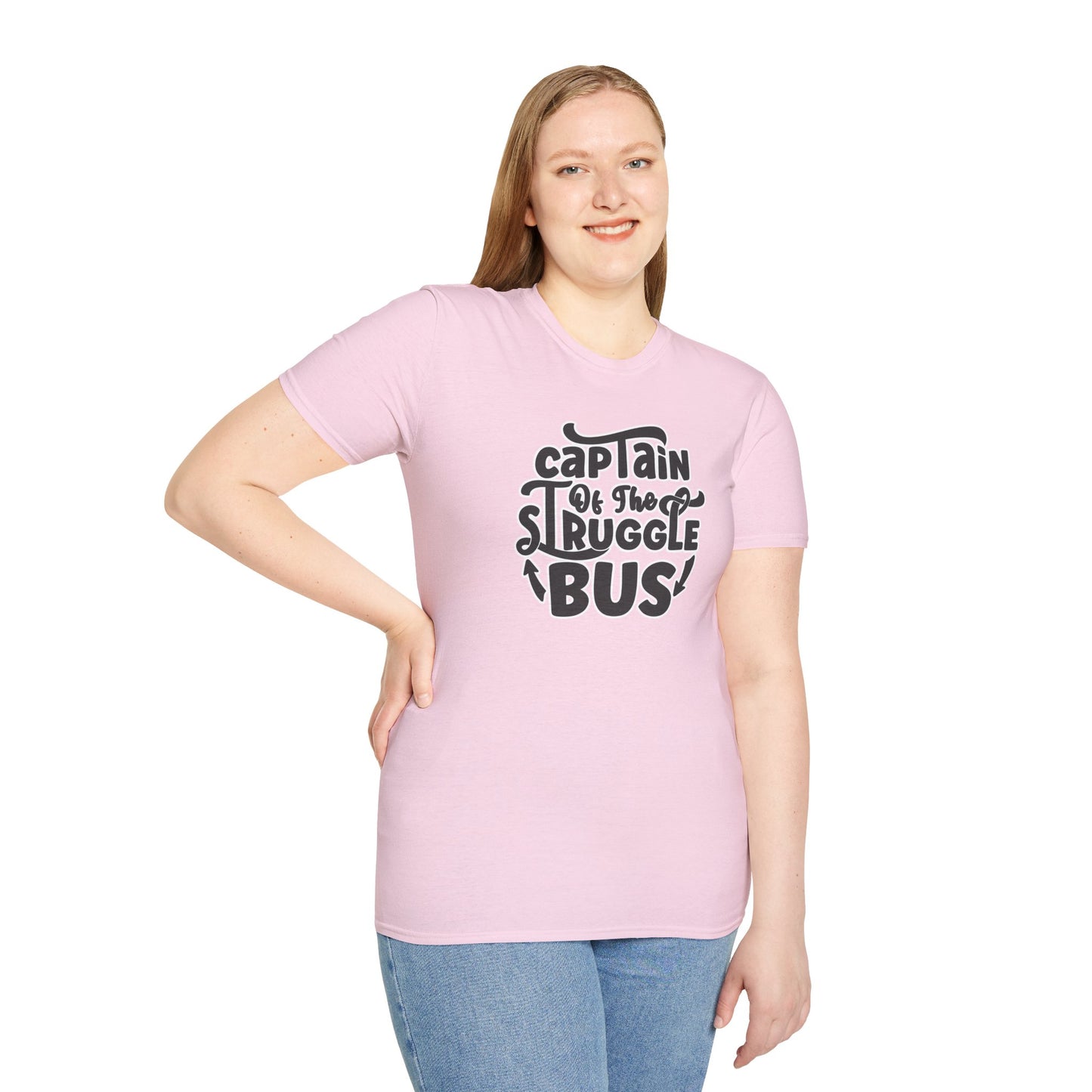 "Captain of the Struggle Bus" Funny & Relatable T-Shirt β Ironic Confidence Tee for the Overwhelmed, Charming, and Still Going Strong