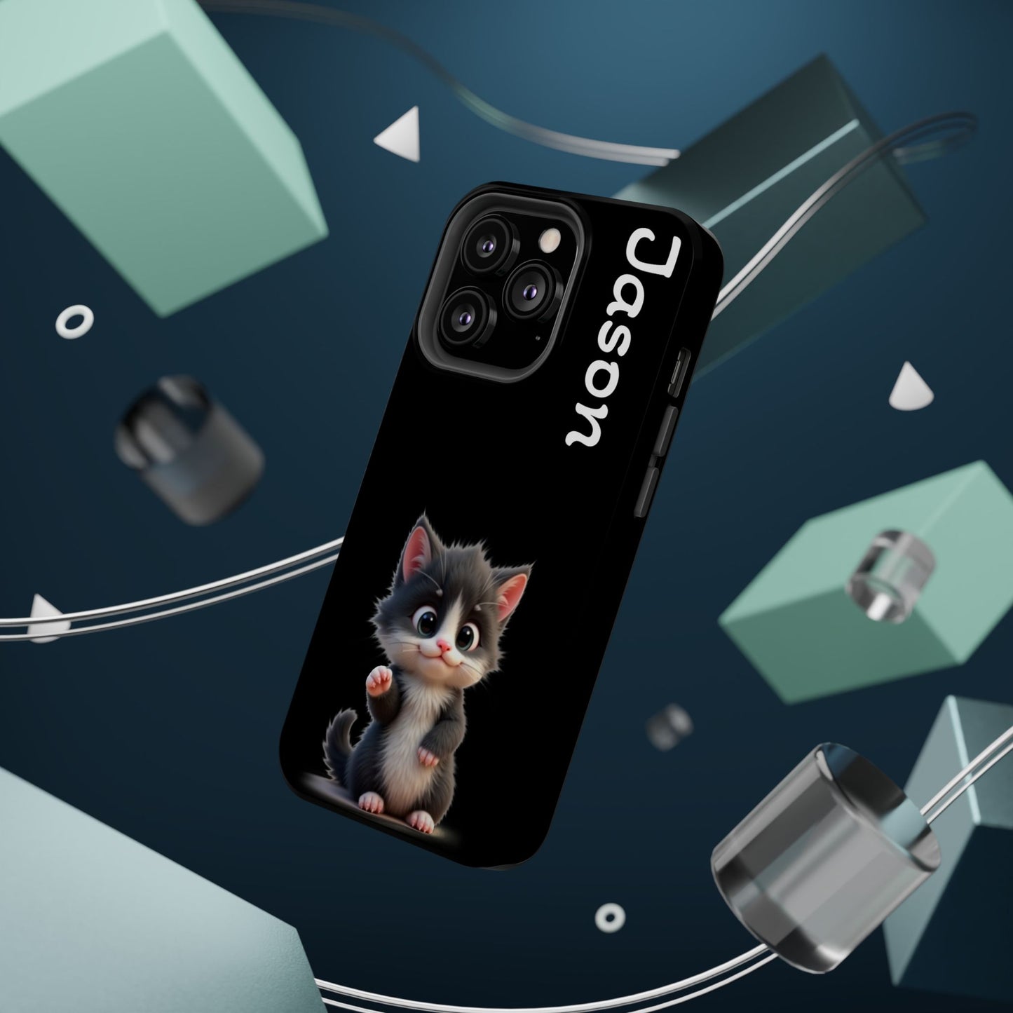 Personalized Kitten Phone Case - Custom Name Cat Lover Gift | Cute Black iPhone Cases for Women & Girls