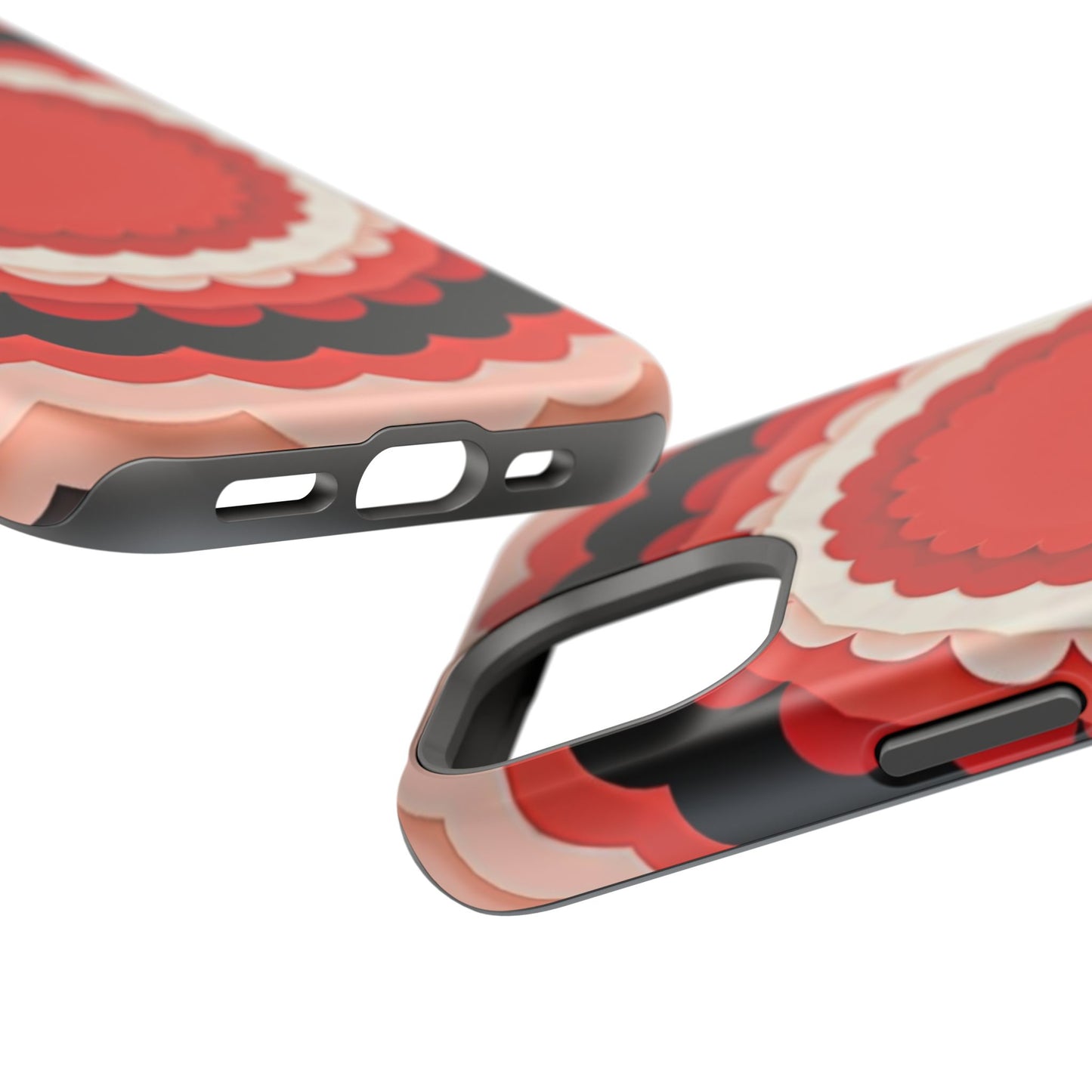 Red Floral iPhone Case - Bold Scalloped Design, Aesthetic Gift Idea