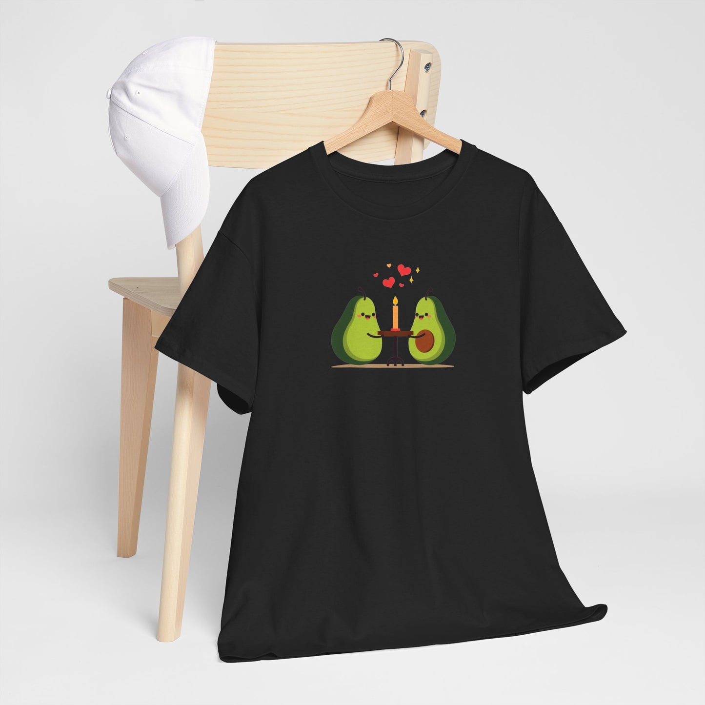 Cute Avocado Couple T-Shirt – “Avocuddles Date Night” – Funny Romantic Tee for Foodie Lovers & Veggie Fans