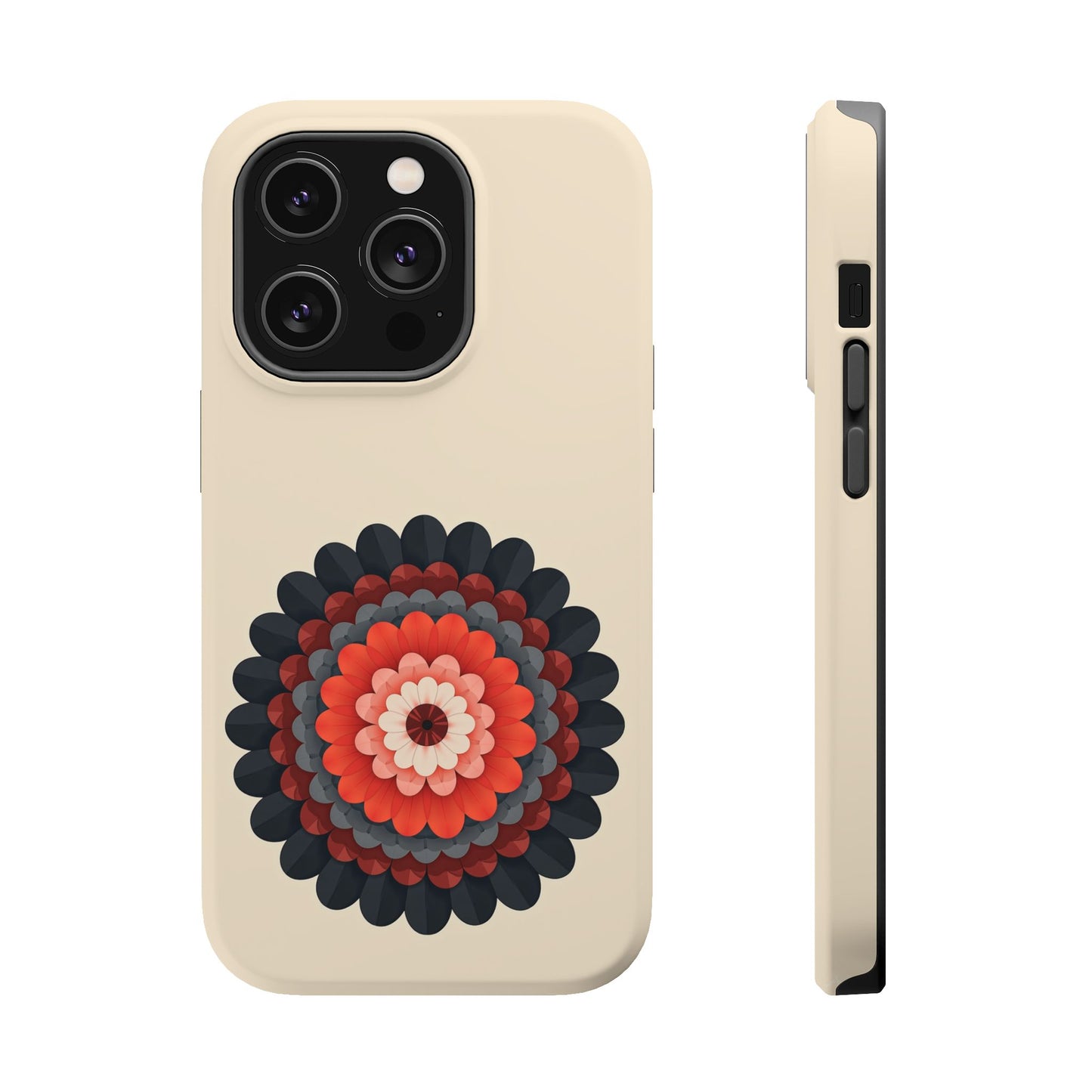 Red & Black Mandala iPhone Case - Bohemian Flower Design, Aesthetic Gift Idea