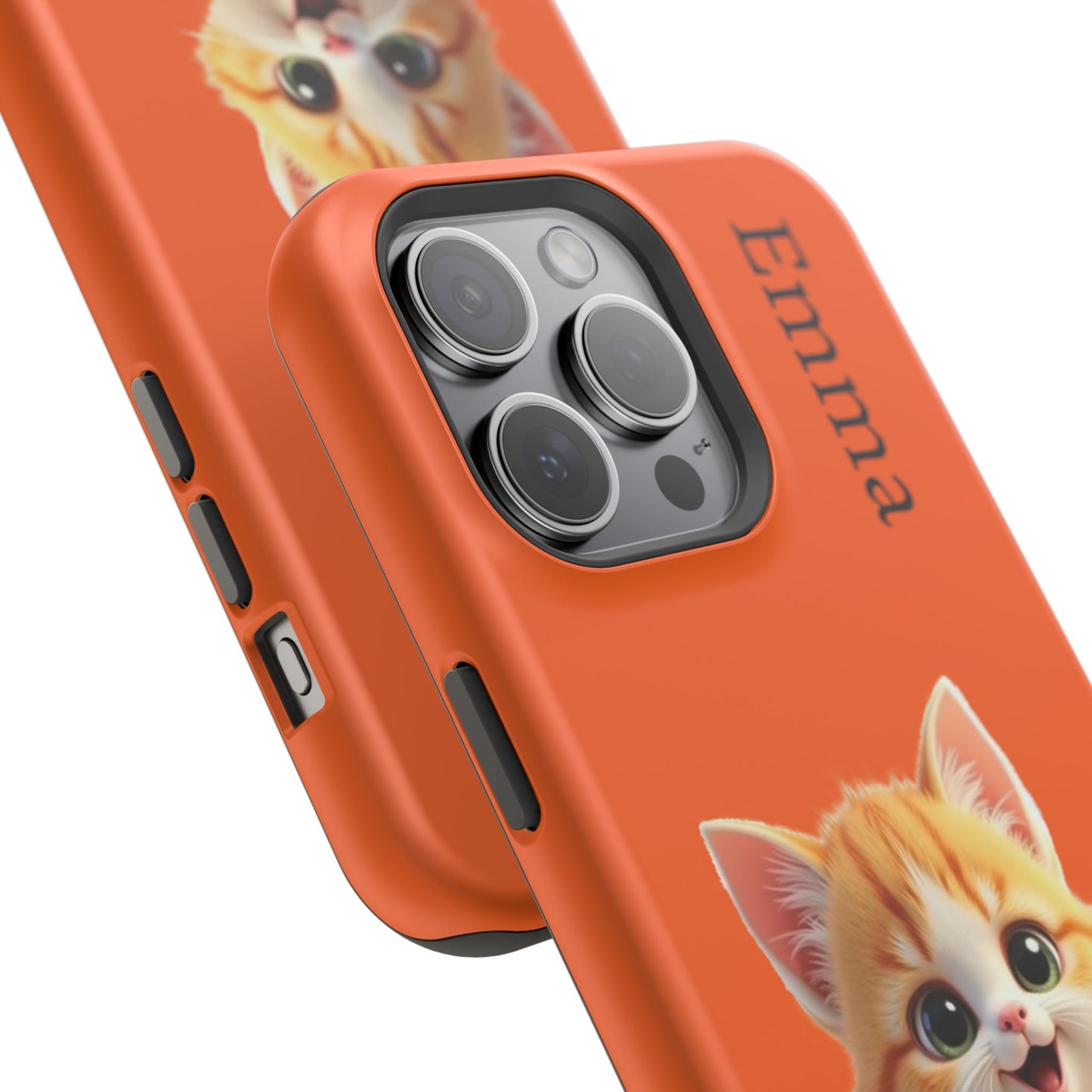 Personalized Orange Tabby Cat Phone Case - Custom Name Gift for Cat Lovers | Kawaii Kitten Cases for Girls & Women
