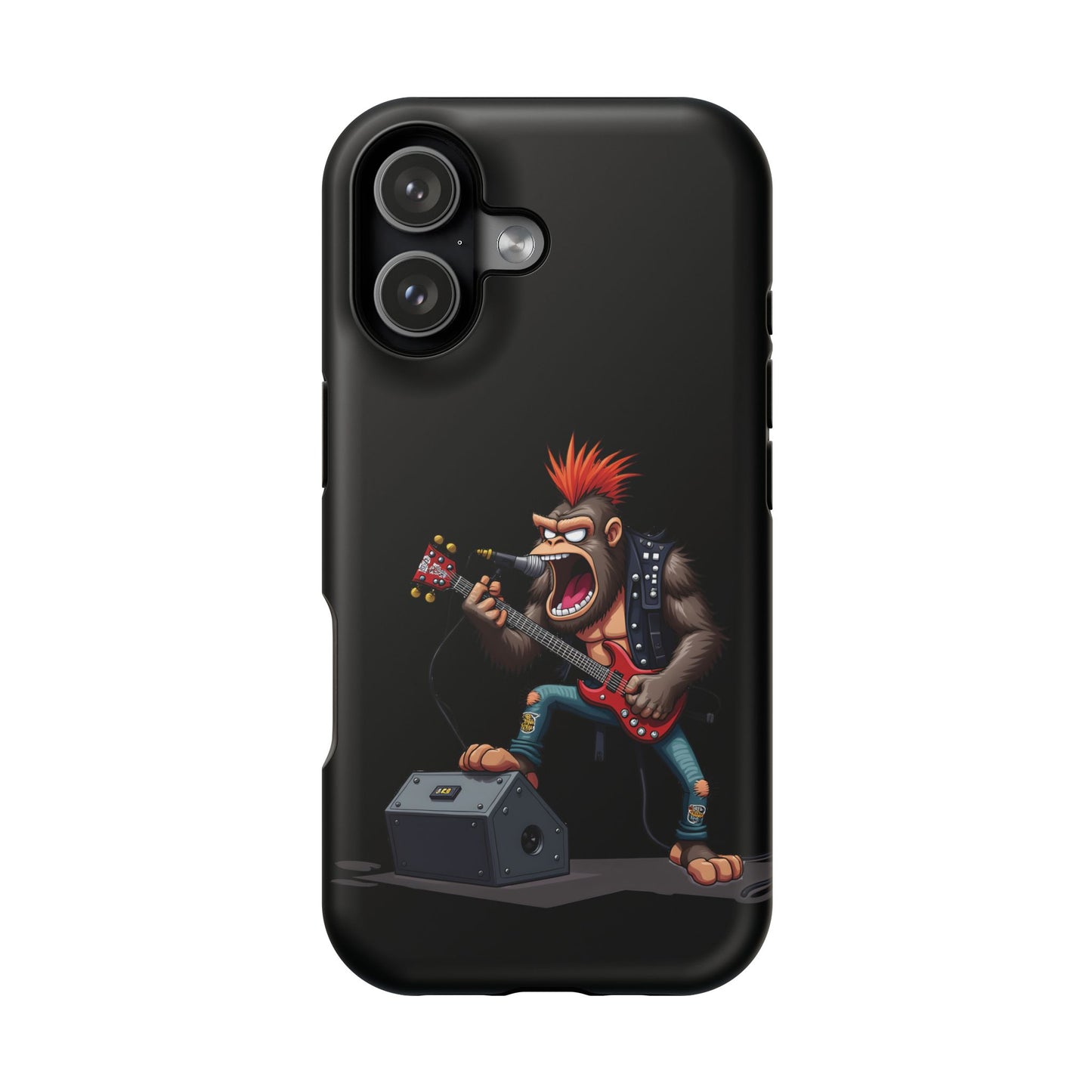 Punk Rock Gorilla iPhone Case - Funny Music Gift, Edgy Aesthetic, Animal Lover Gift