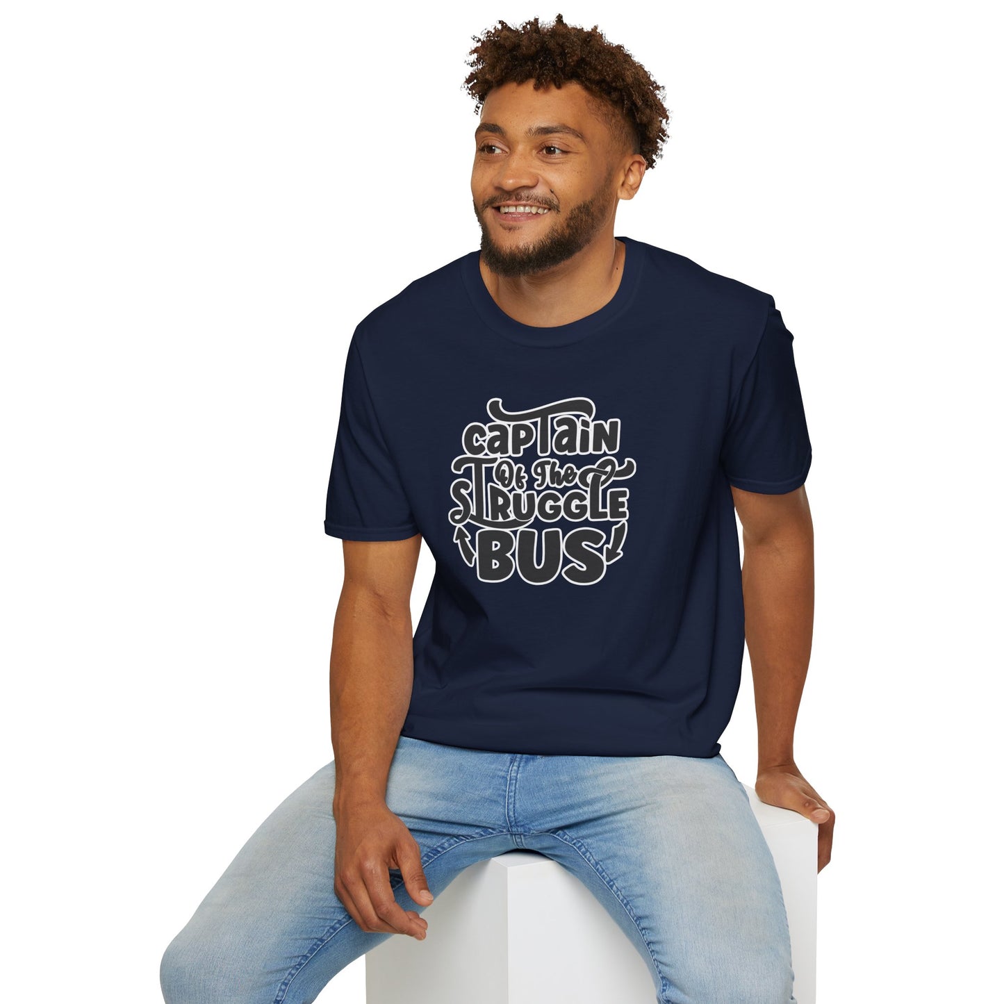 "Captain of the Struggle Bus" Funny & Relatable T-Shirt β Ironic Confidence Tee for the Overwhelmed, Charming, and Still Going Strong