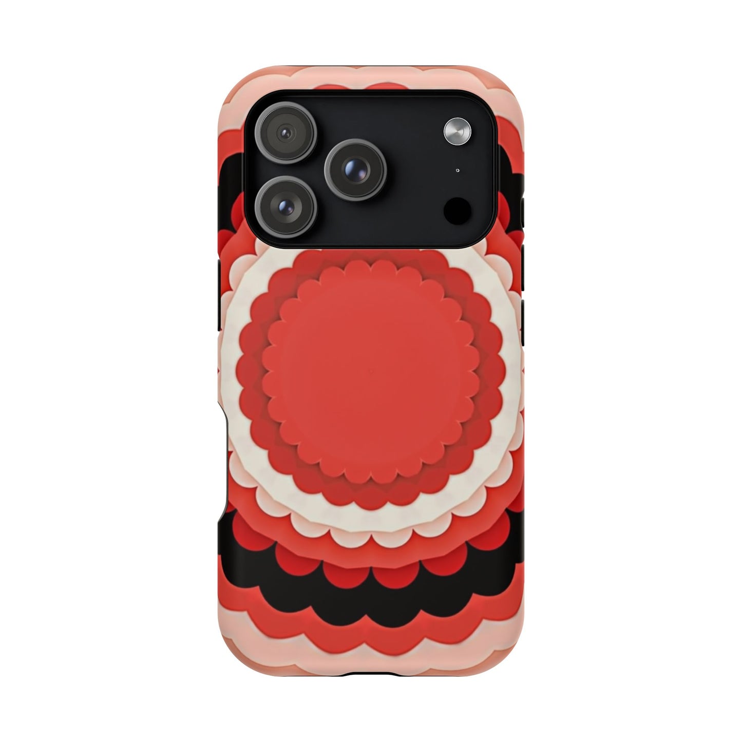 Red Floral iPhone Case - Bold Scalloped Design, Aesthetic Gift Idea