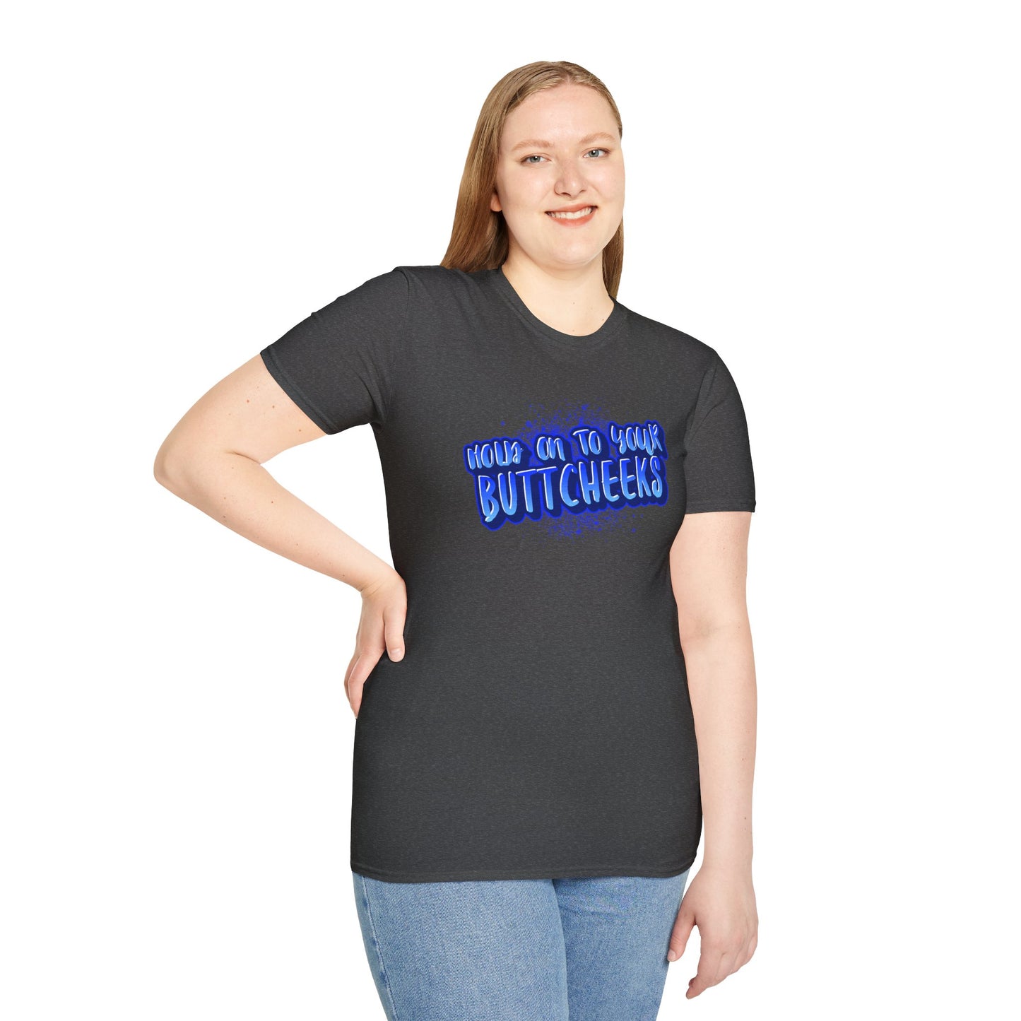 'Hold On To Your Buttcheeks' - Humorous Unisex Lightweight Cotton T-Shirt