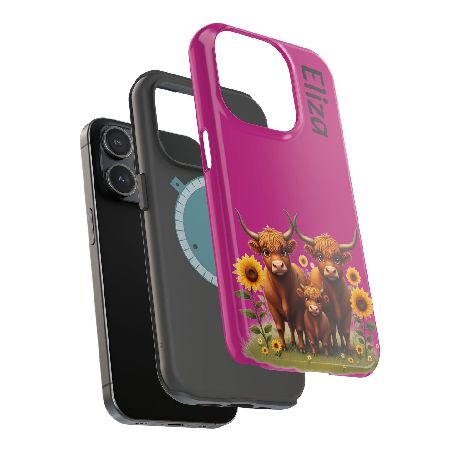 Highland Cow Phone Case - Personalized Custom Name | Cute Farm Animal Gift | iPhone Cases for Women & Girls
