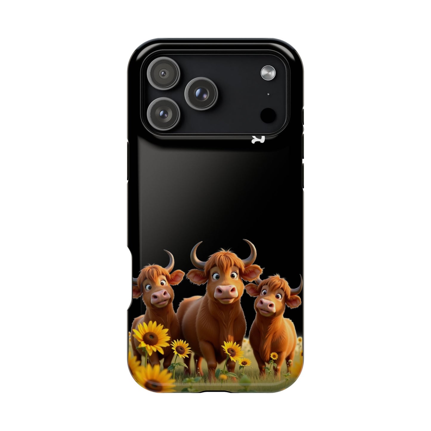 Personalized Highland Cow Phone Case - Custom Name Farm Animal Gift | Cute Black iPhone Cases for Women & Girls