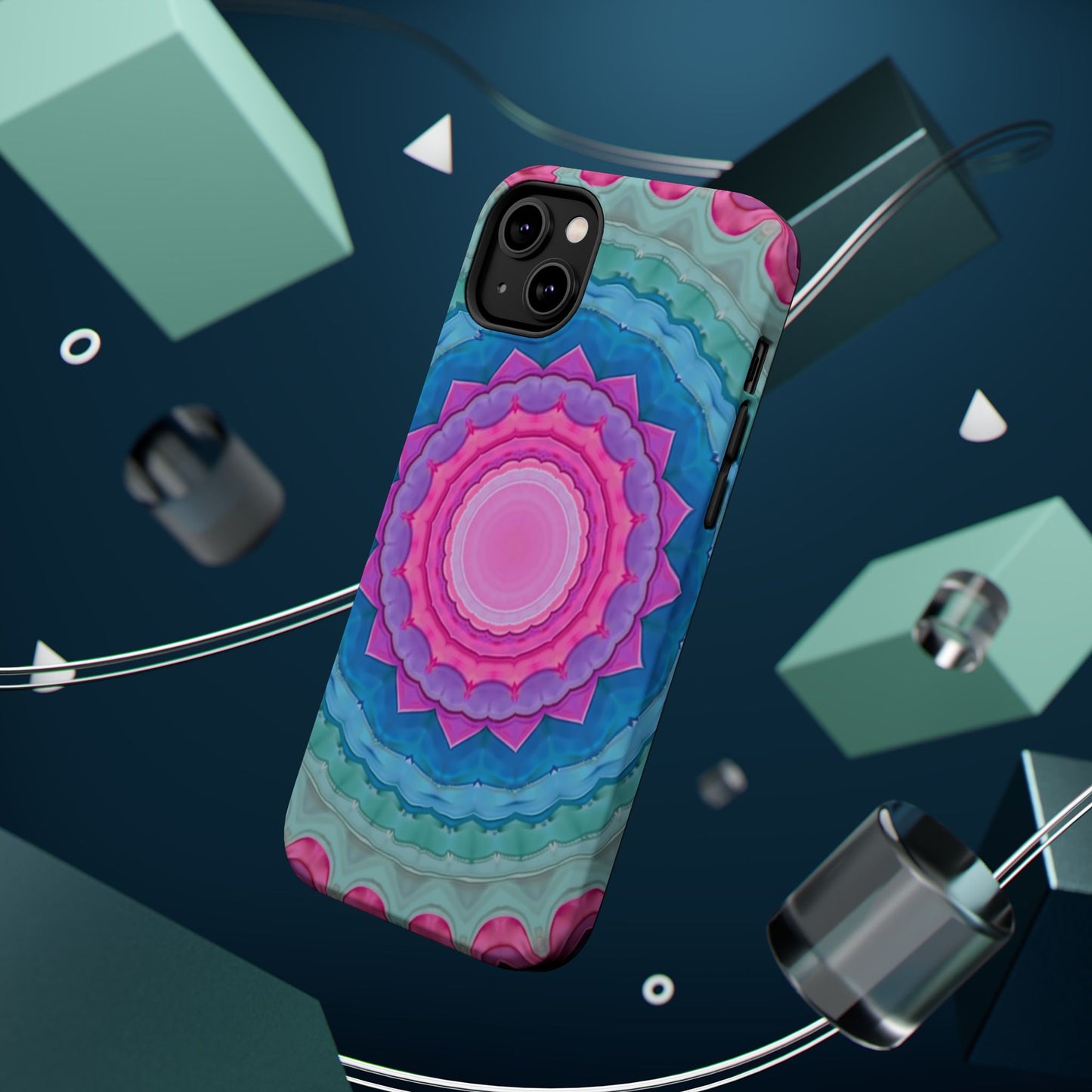 Rippled Radiance iPhone Case - Abstract Pink Floral Design, Aesthetic Gift Idea