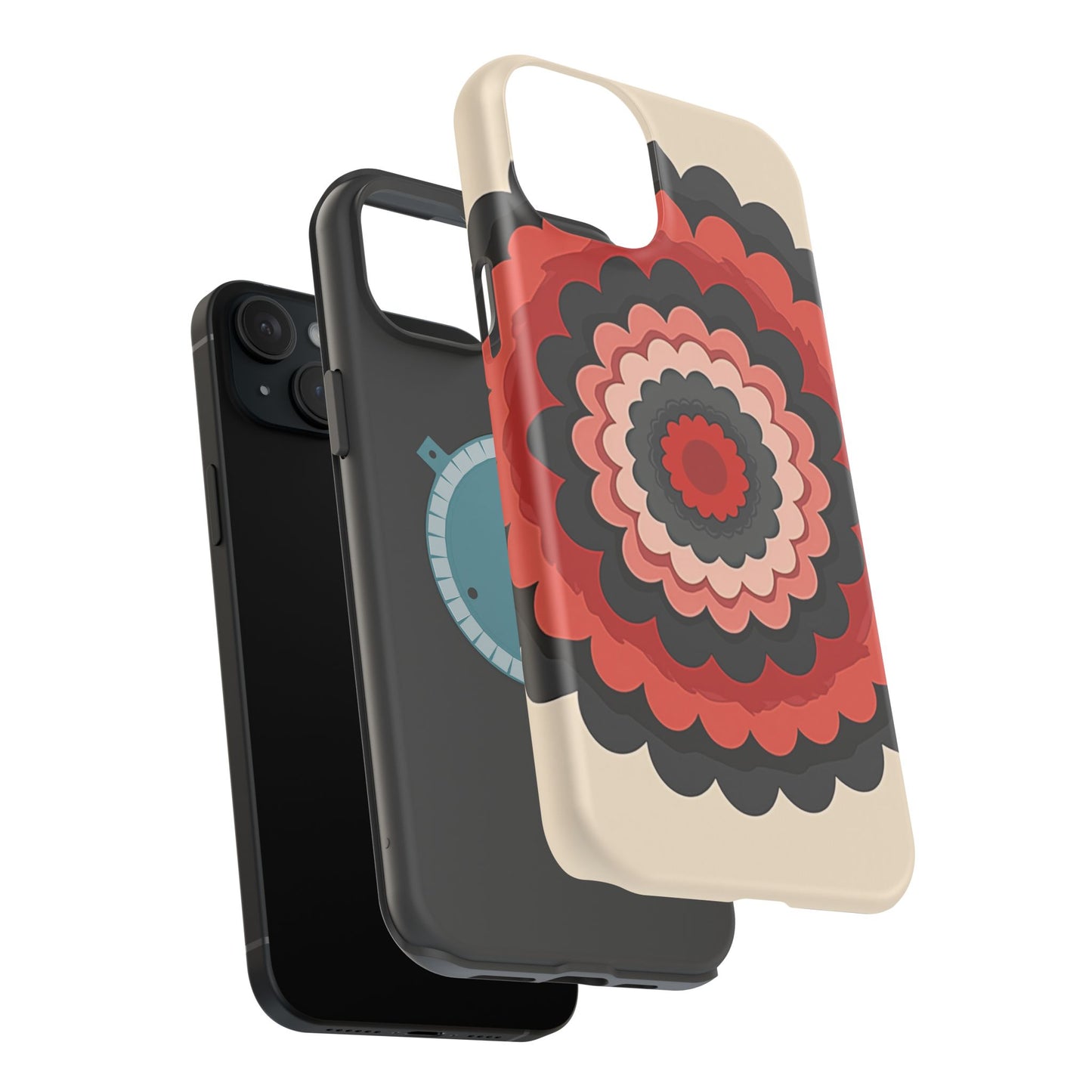 Layered Scallop Bloom iPhone Case - Retro Floral Design, Bold Aesthetic Gift Idea