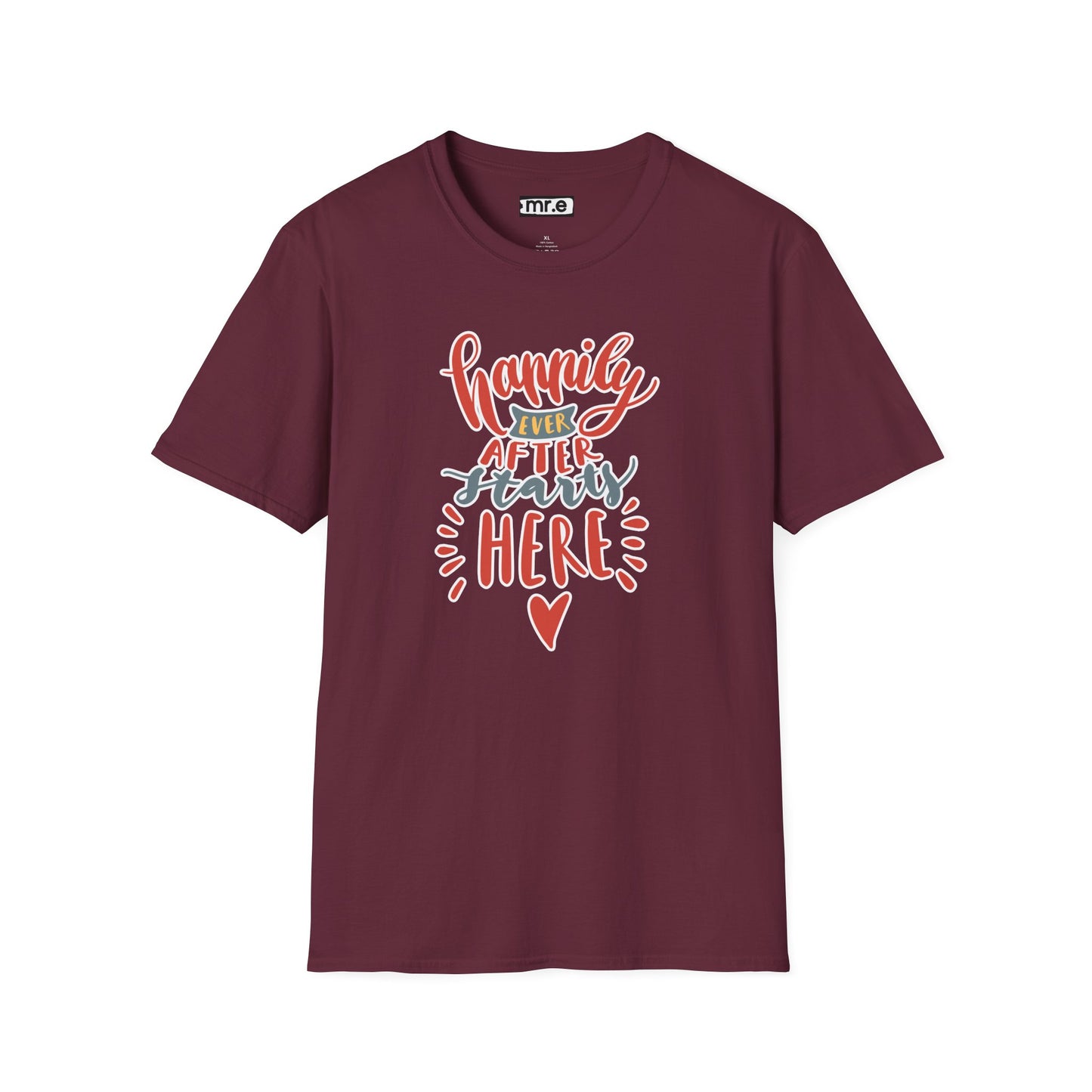 "Happily Ever After Starts Here" Inspirational & Wholesome T-Shirt – Cute Motivational Graphic Tee for Dreamers, Romantics & New Beginnings
