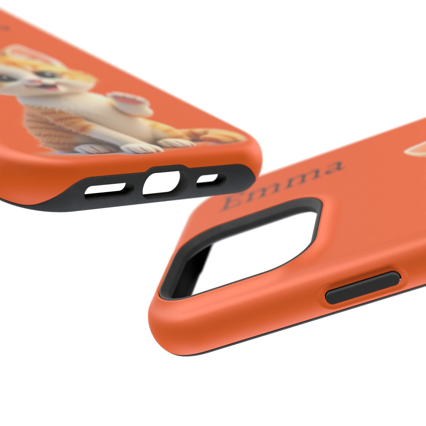 Personalized Orange Tabby Cat Phone Case - Custom Name Gift for Cat Lovers | Kawaii Kitten Cases for Girls & Women