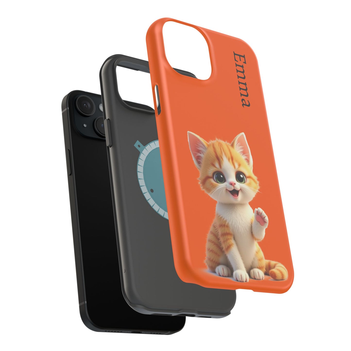 Personalized Orange Tabby Cat Phone Case - Custom Name Gift for Cat Lovers | Kawaii Kitten Cases for Girls & Women