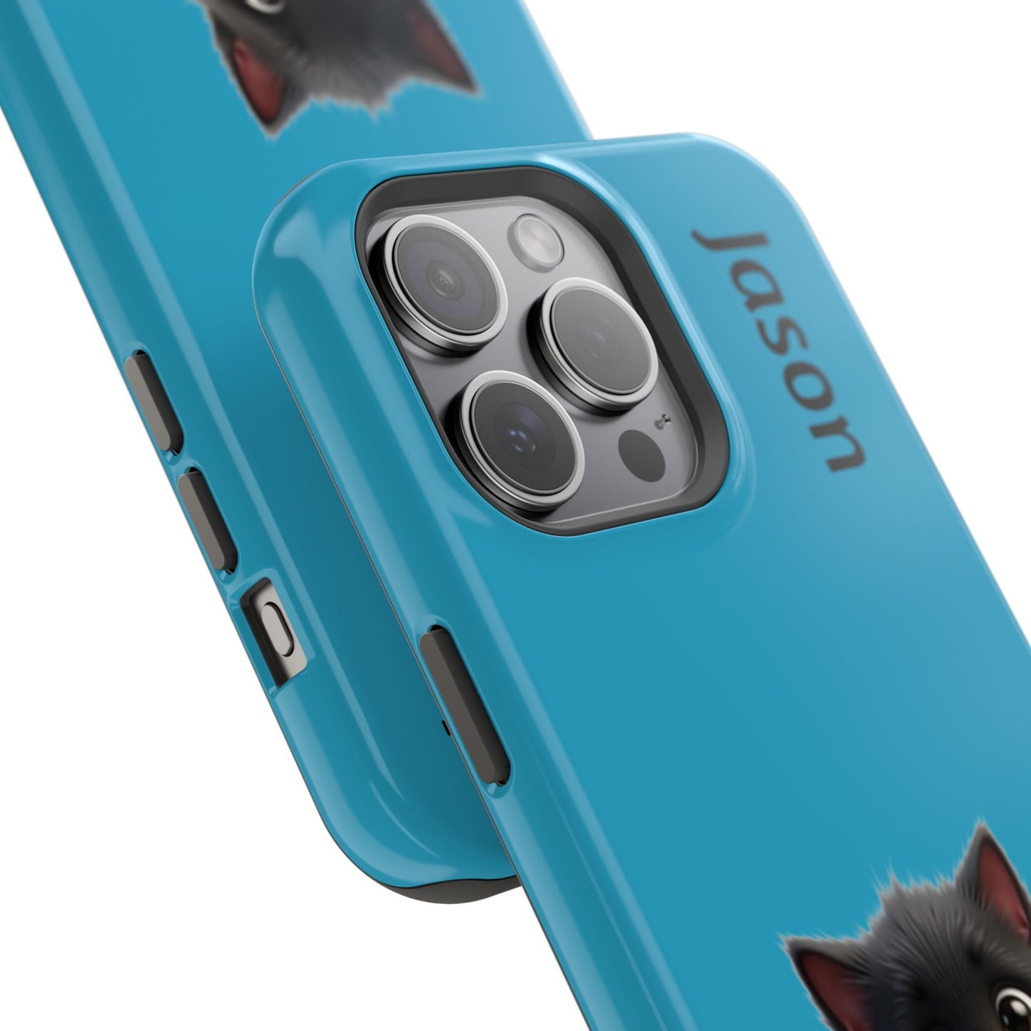 Personalized Black Kitten Phone Case - Custom Name Cat Lover Gift | Cute Teal Blue iPhone Cases for Women & Girls