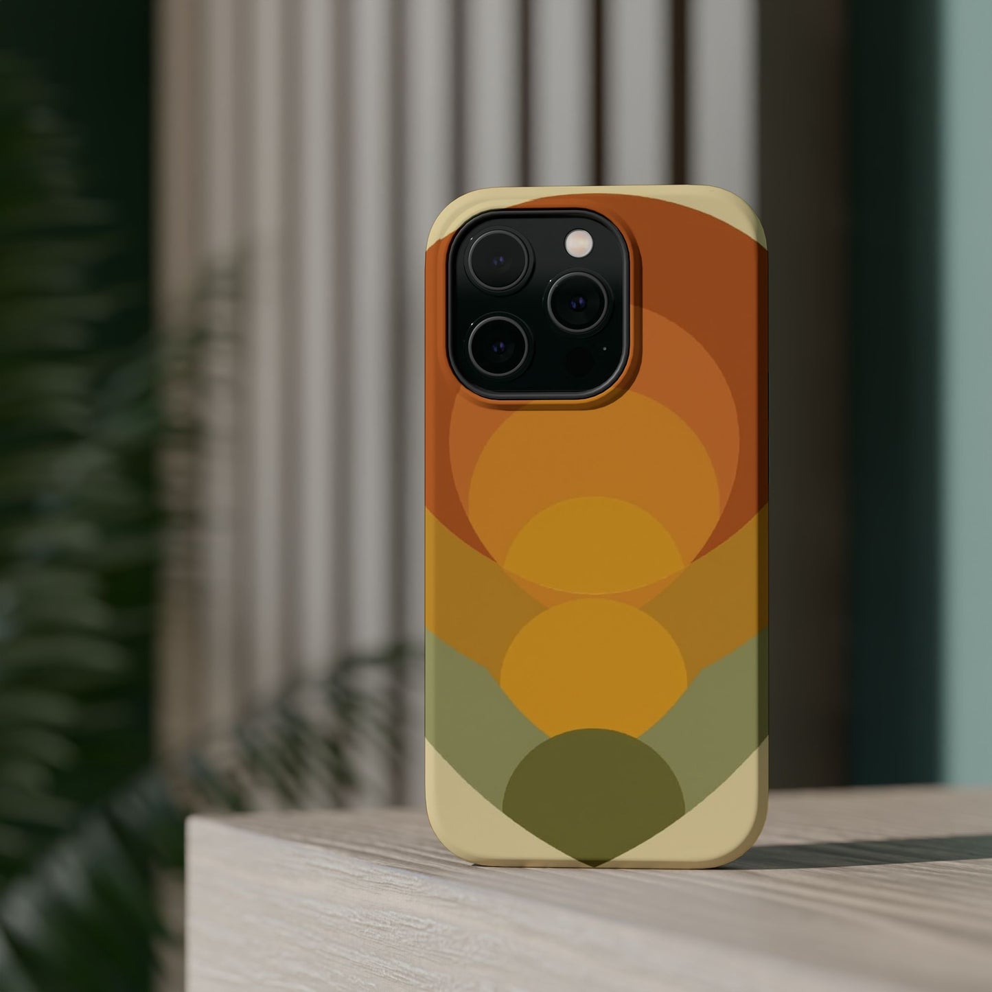 70s Sunburst Phone Case - Vintage Aesthetic iPhone Case, Retro Gift Idea, Brown Orange Design