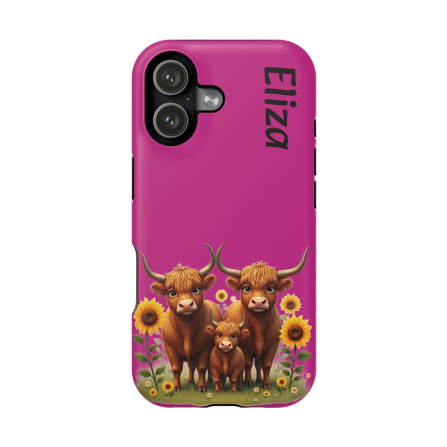 Highland Cow Phone Case - Personalized Custom Name | Cute Farm Animal Gift | iPhone Cases for Women & Girls