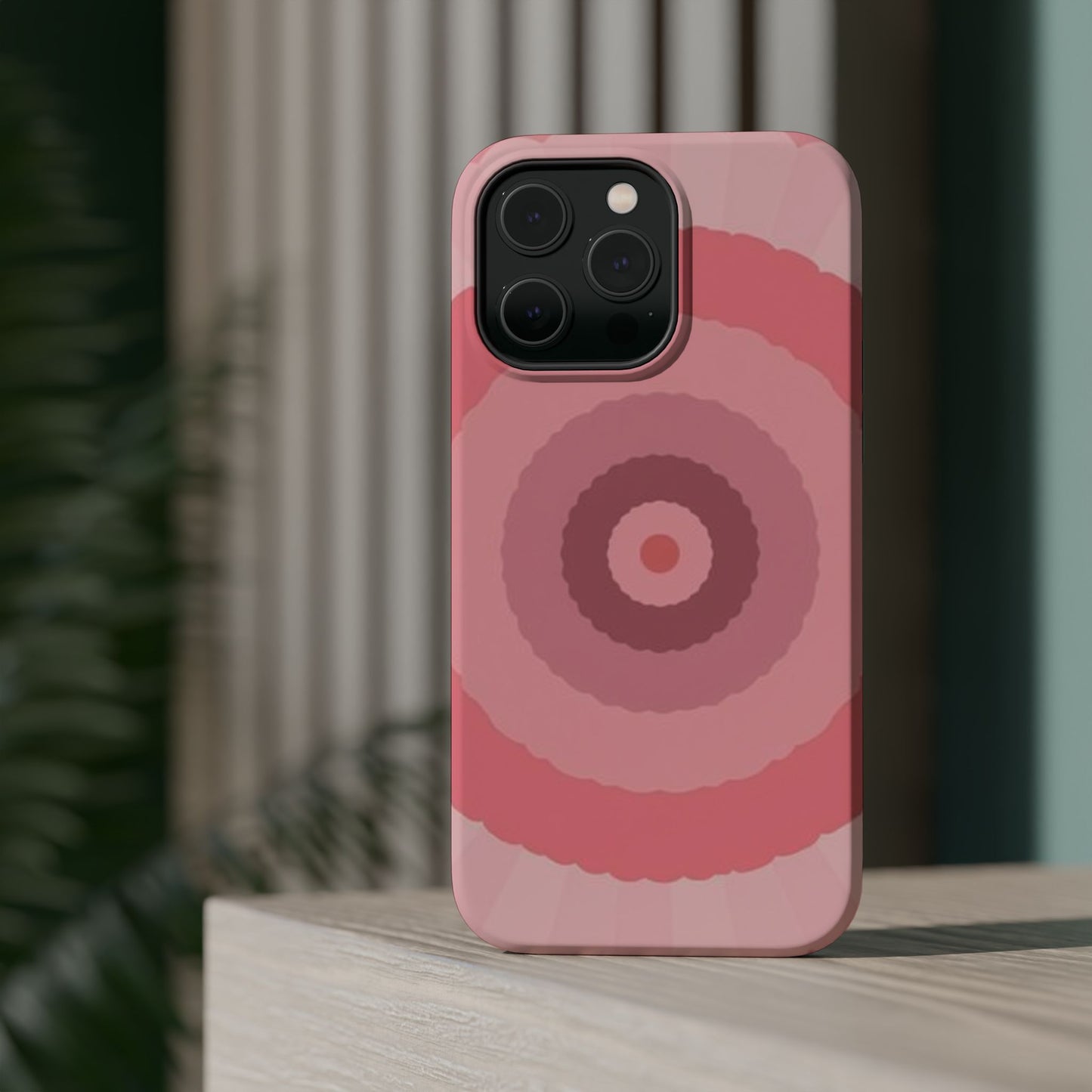 Retro Pink iPhone Case - 70s Aesthetic Wave Design - Cute Y2K Accessory