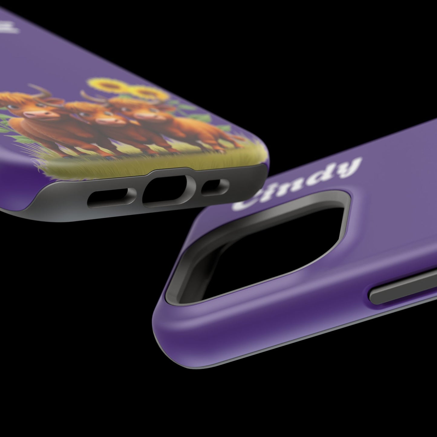 Personalized Purple Highland Cow Phone Case - Custom Name Farm Animal Gift | Cute Purple iPhone Cases for Women & Girls
