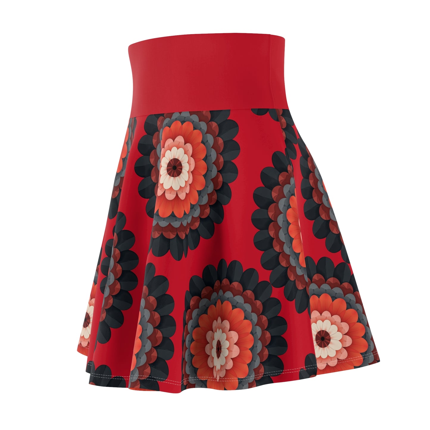Floral Fireworks Skater Skirt – Vibrant Red & Bold Blooms