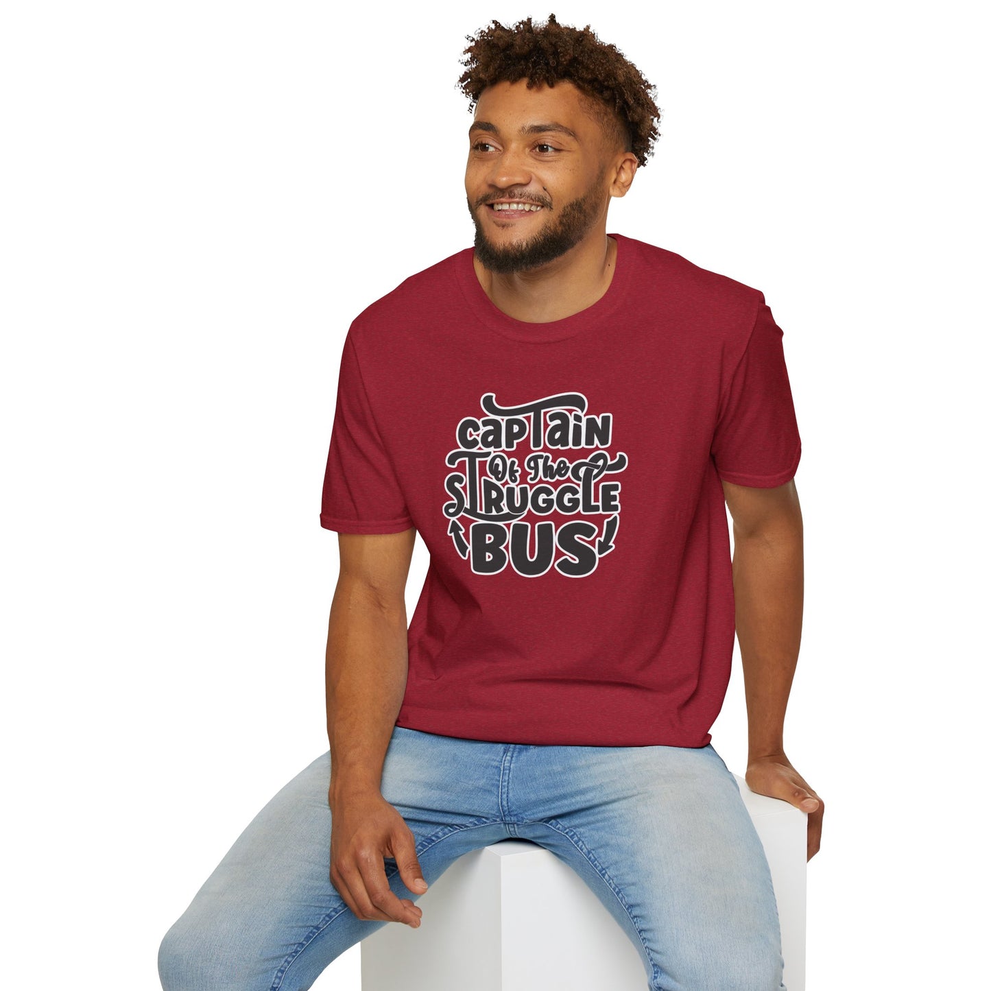 "Captain of the Struggle Bus" Funny & Relatable T-Shirt β Ironic Confidence Tee for the Overwhelmed, Charming, and Still Going Strong