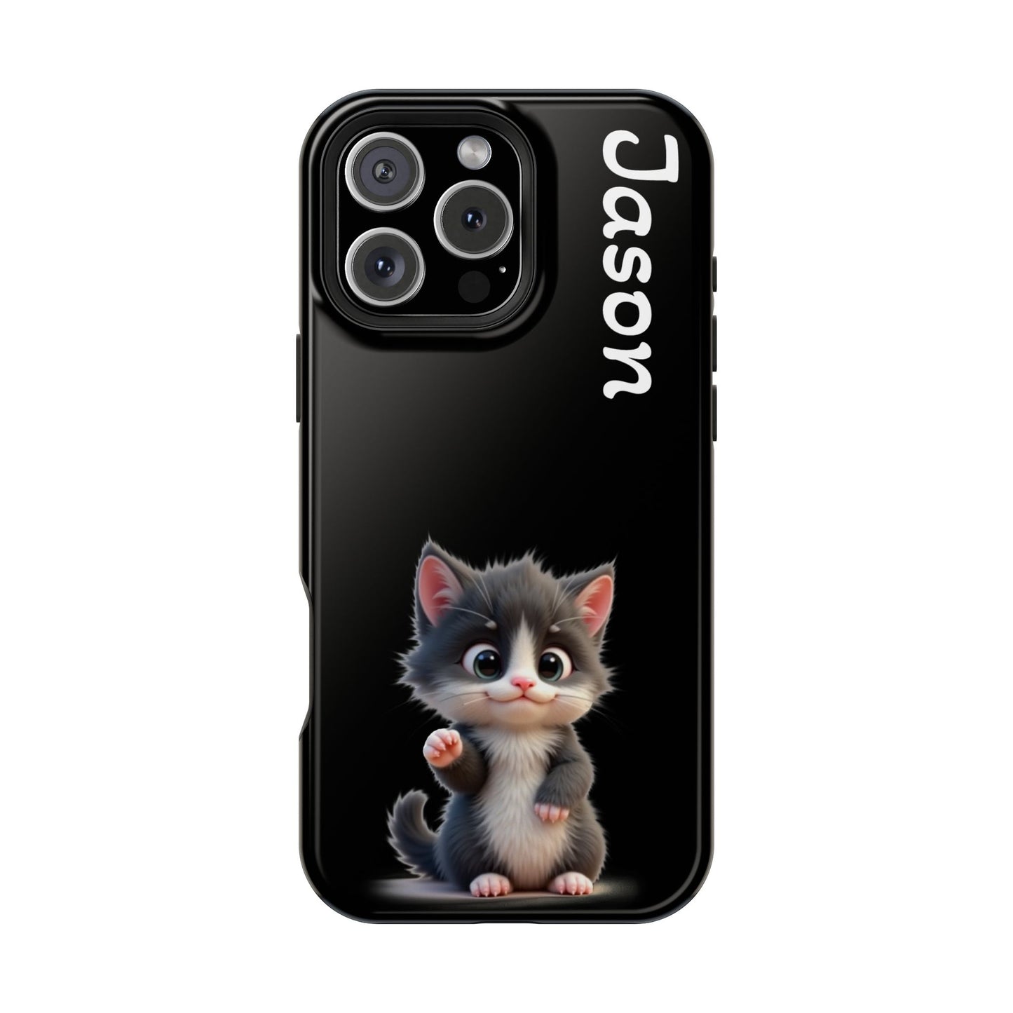 Personalized Kitten Phone Case - Custom Name Cat Lover Gift | Cute Black iPhone Cases for Women & Girls