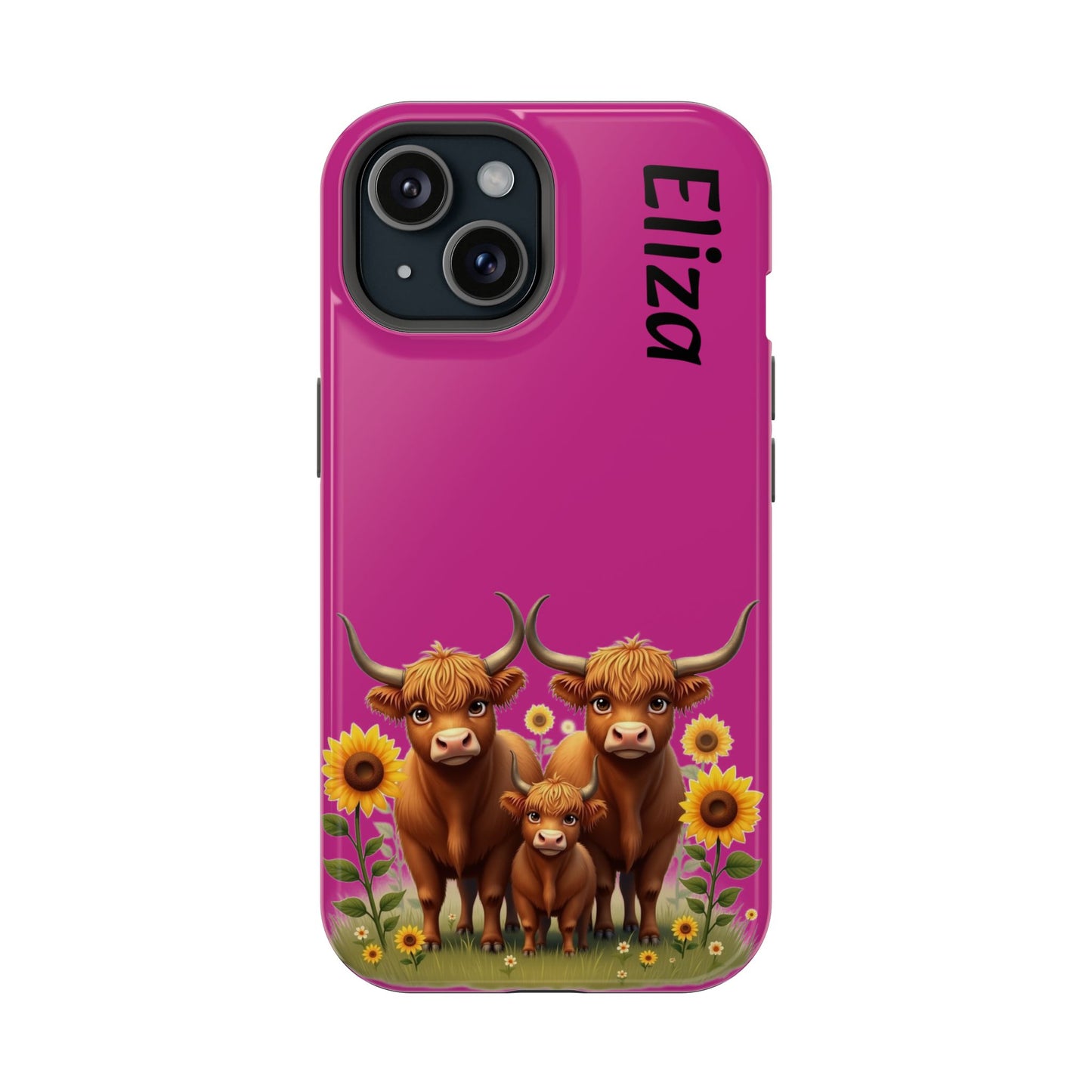 Highland Cow Phone Case - Personalized Custom Name | Cute Farm Animal Gift | iPhone Cases for Women & Girls