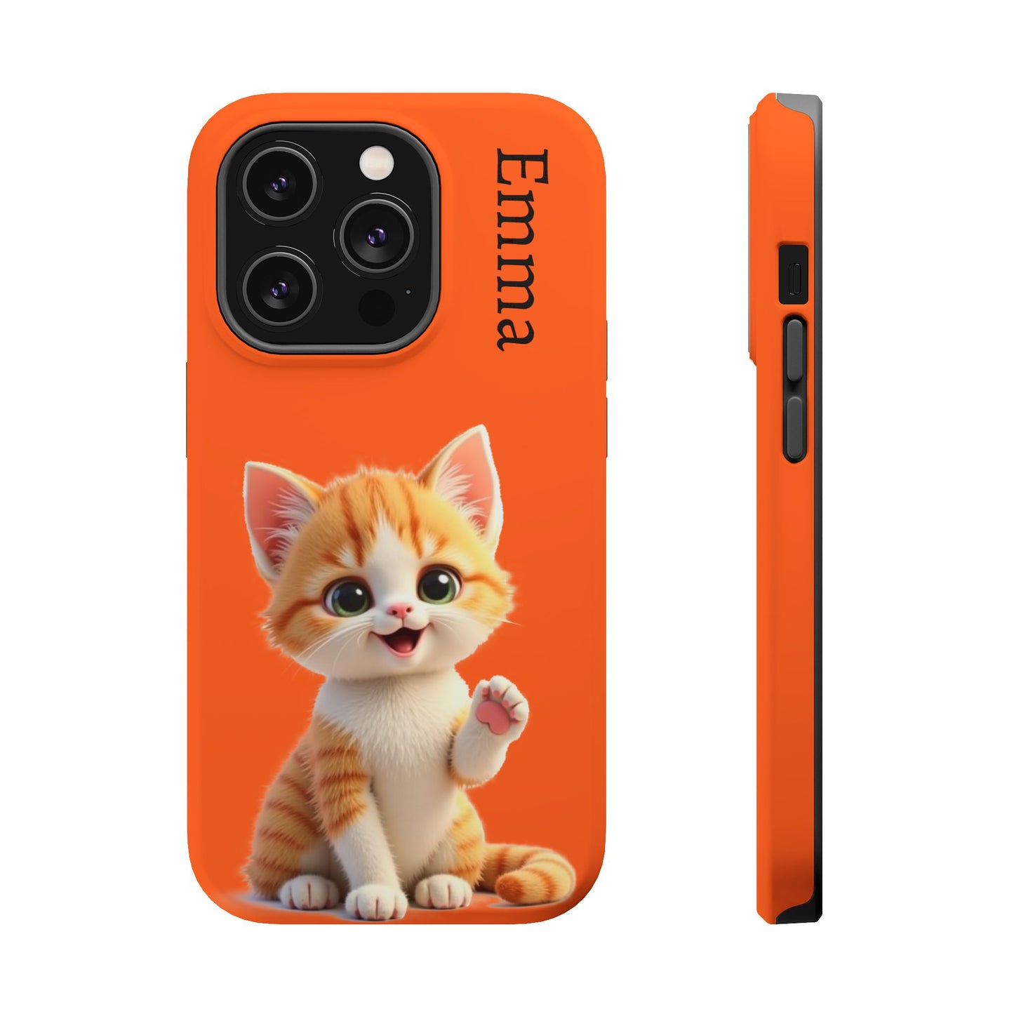 Personalized Orange Tabby Cat Phone Case - Custom Name Gift for Cat Lovers | Kawaii Kitten Cases for Girls & Women