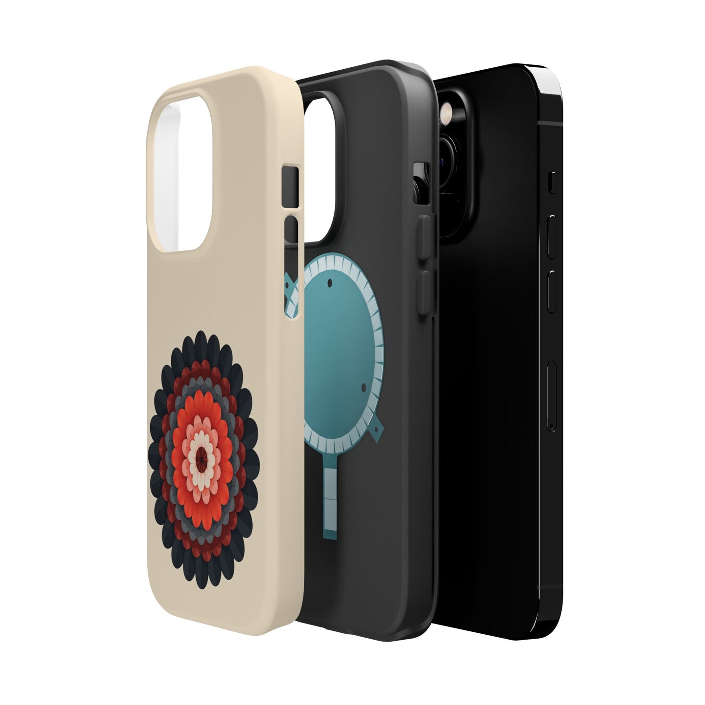 Red & Black Mandala iPhone Case - Bohemian Flower Design, Aesthetic Gift Idea