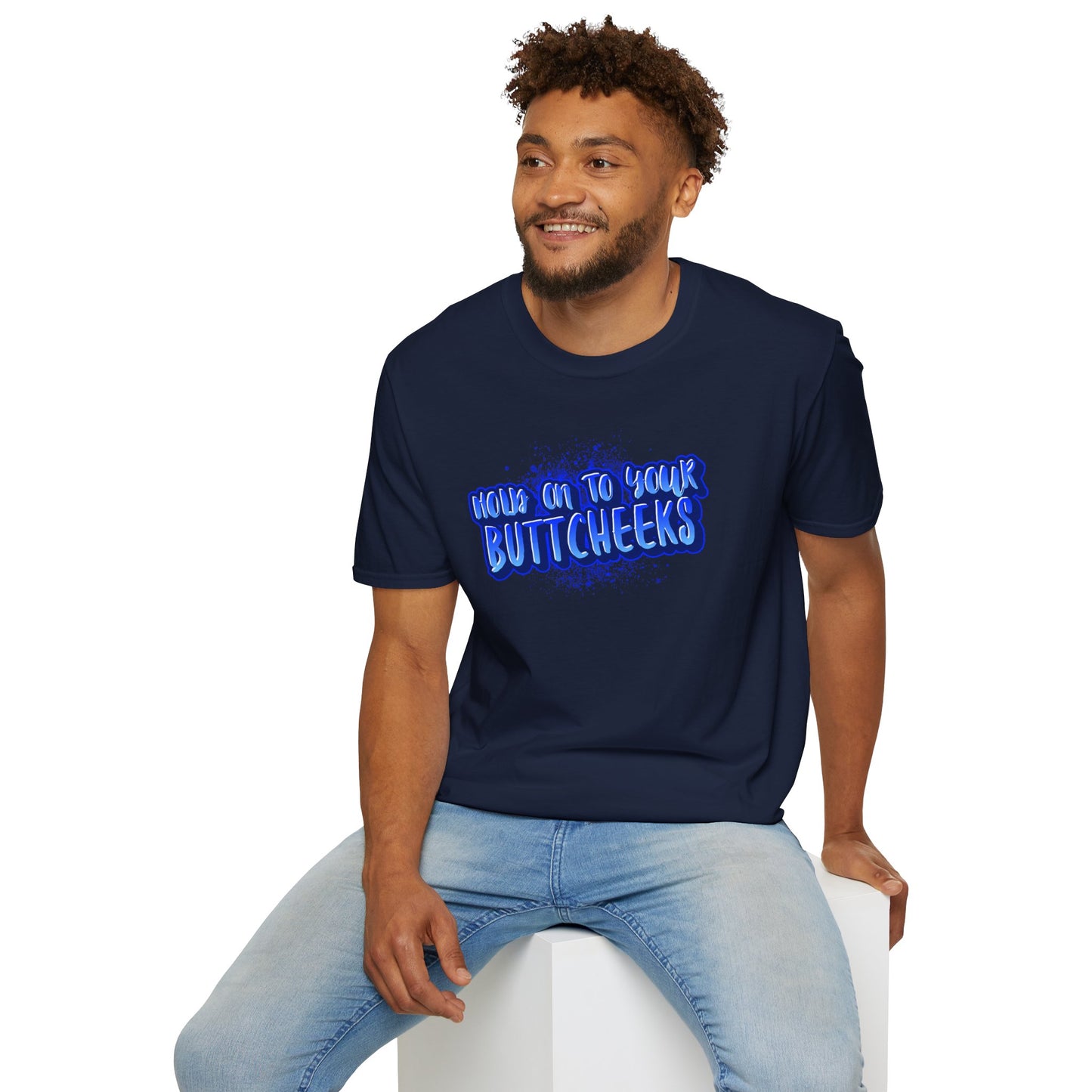 'Hold On To Your Buttcheeks' - Humorous Unisex Lightweight Cotton T-Shirt